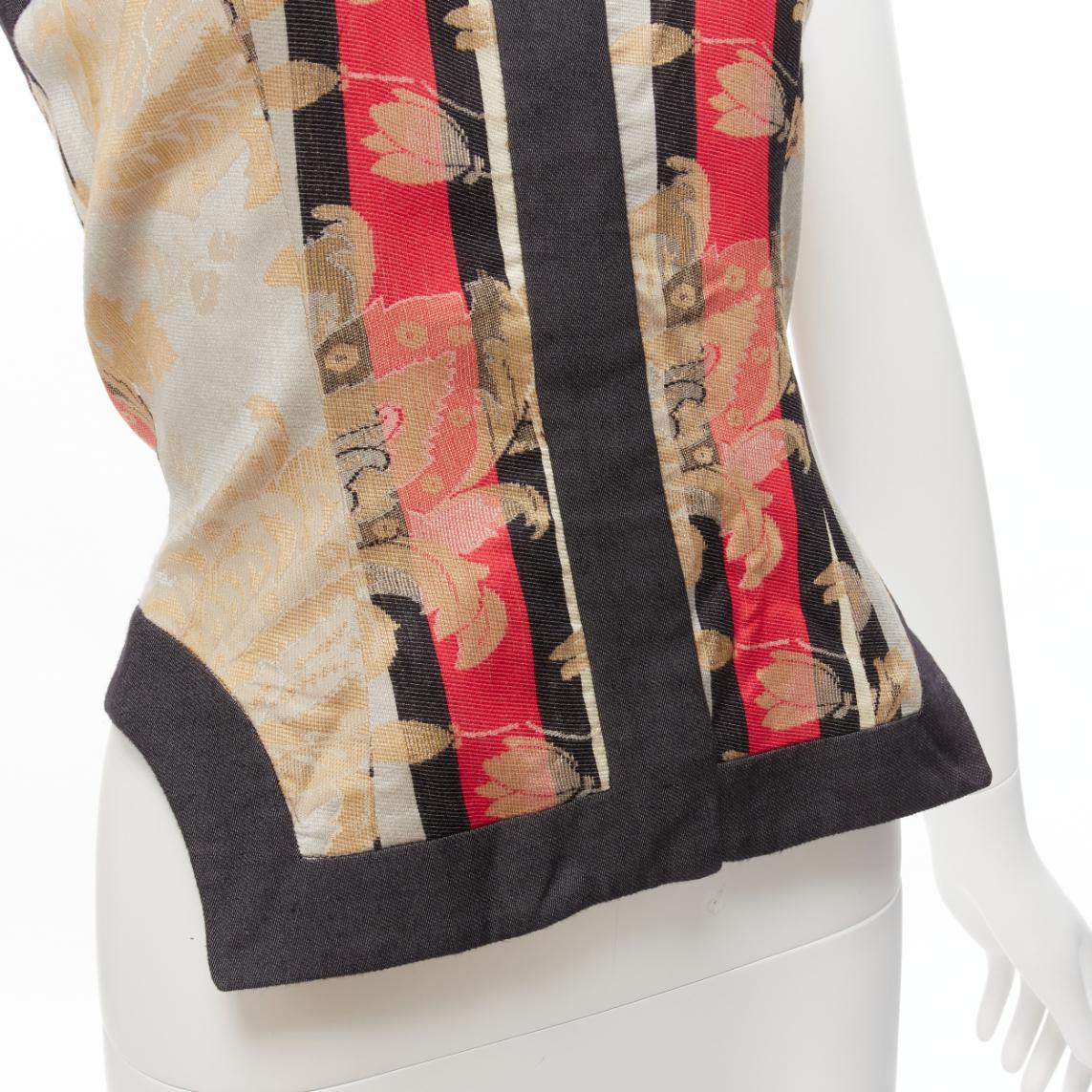 ALEXANDER MCQUEEN 2000 grey baroque brocade jacquard  bustier top IT42 M 2