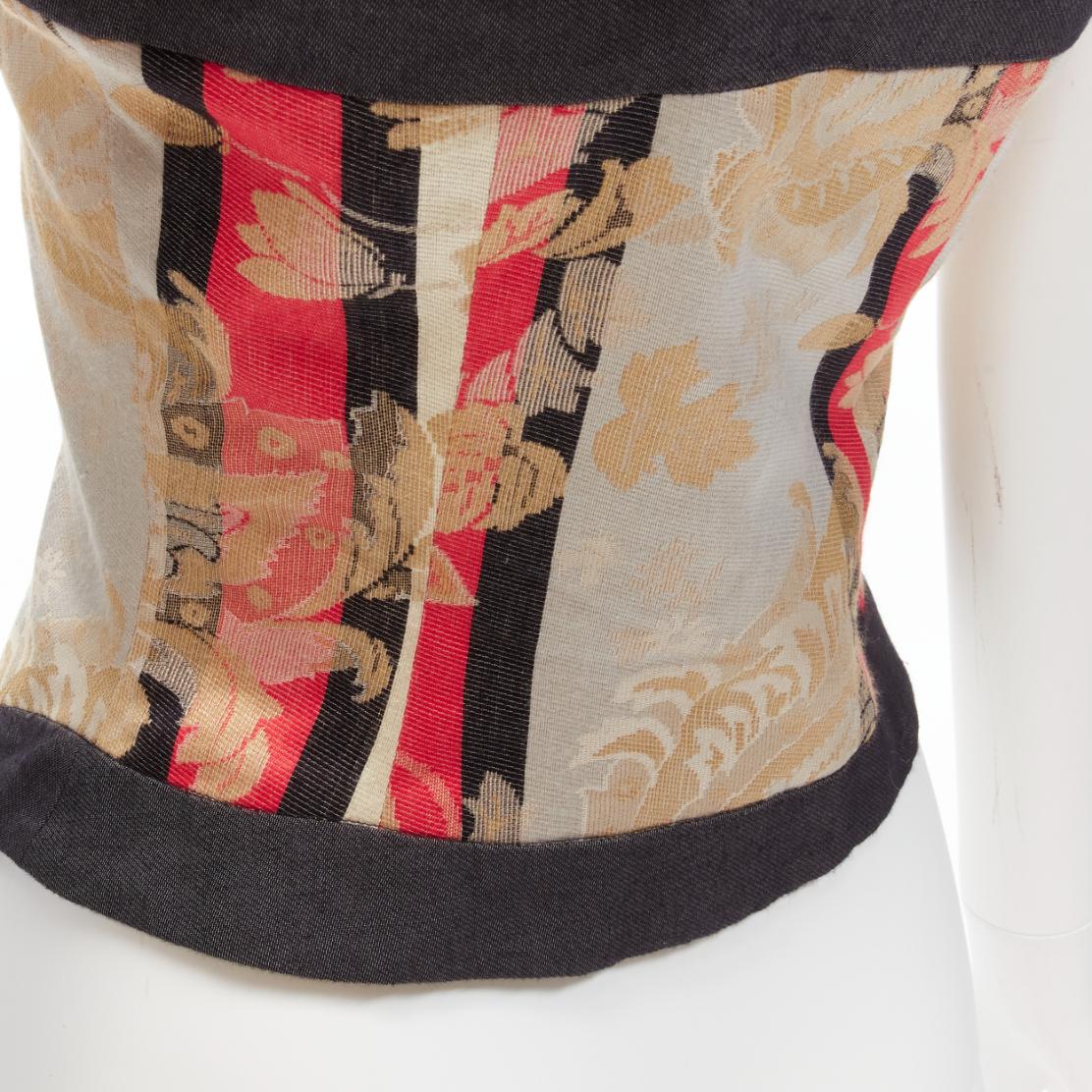 ALEXANDER MCQUEEN 2000 grey baroque brocade jacquard  bustier top IT42 M 3