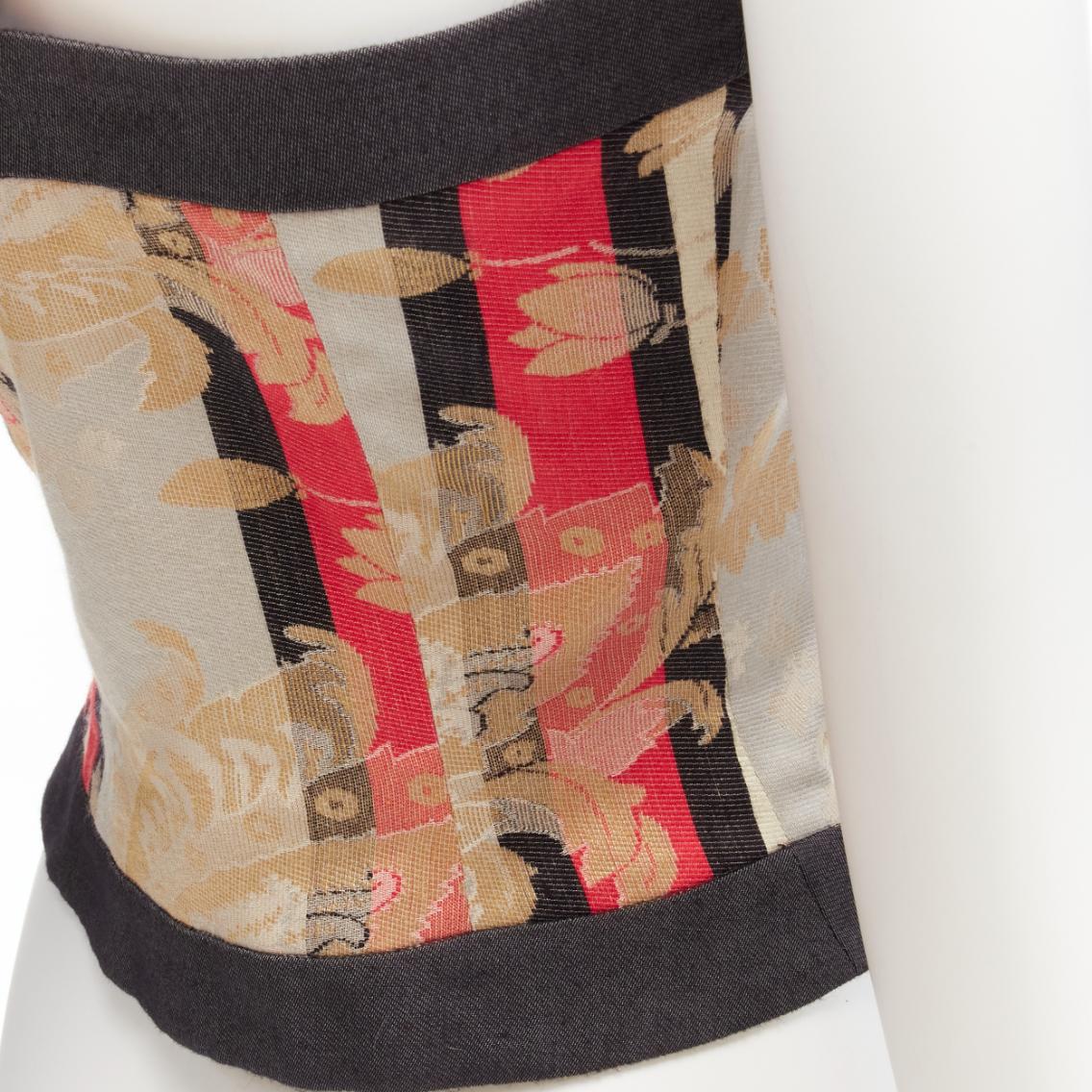 ALEXANDER MCQUEEN 2000 grey baroque brocade jacquard  bustier top IT42 M 4