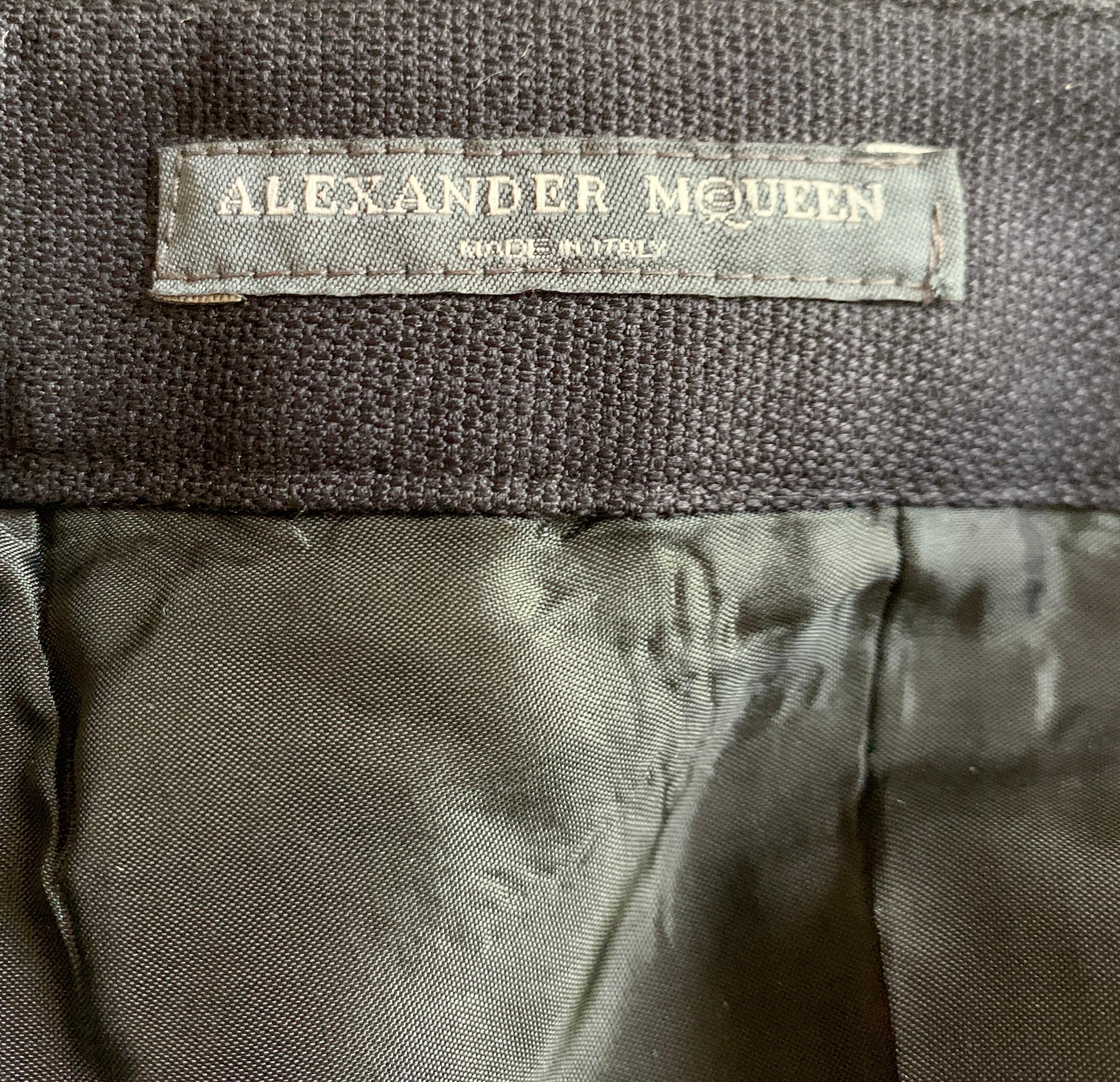 Women's Alexander McQueen 2002 Black and Tan Embroidered Silk Pants Trousers