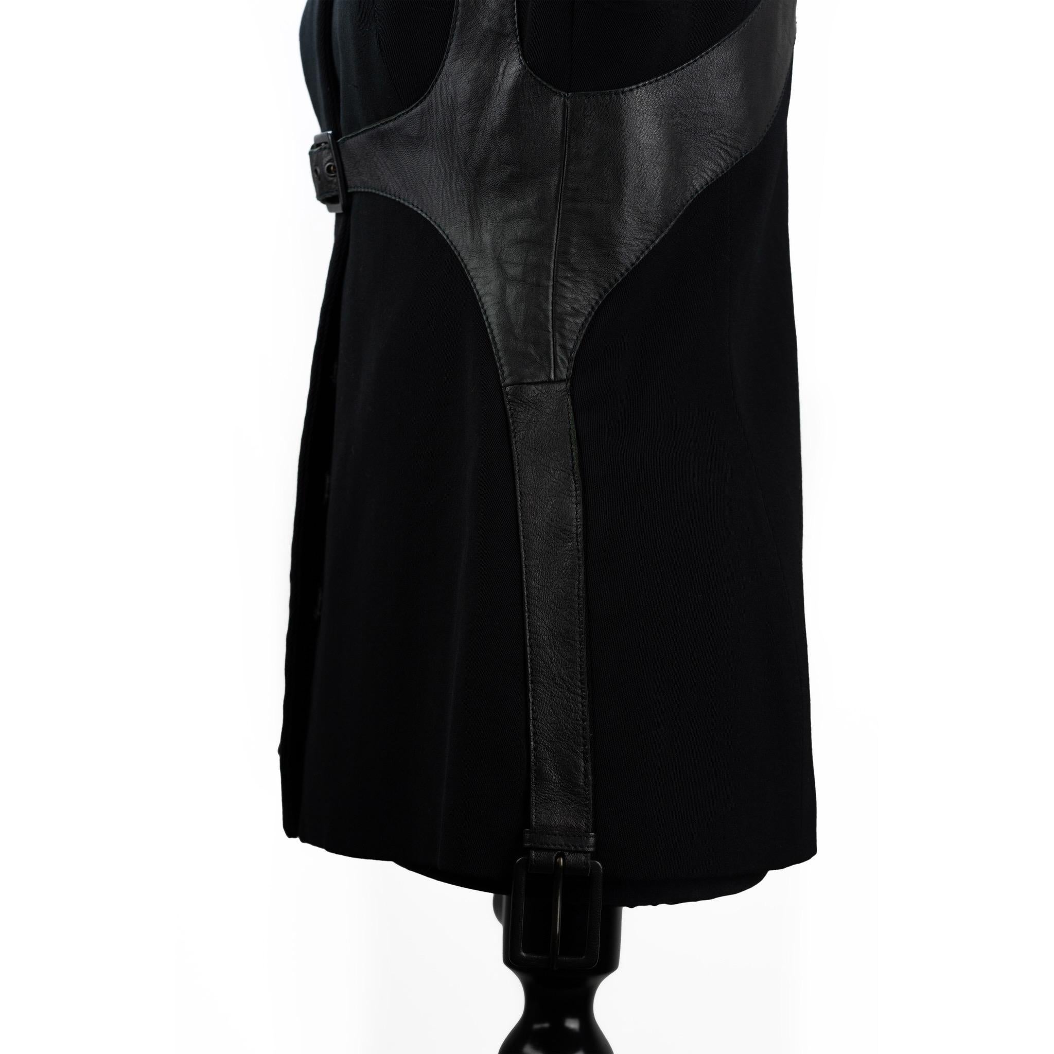 Women's or Men's Alexander McQueen 2002 Supercalifragilistic Wool Black Leather Harness Jacket.