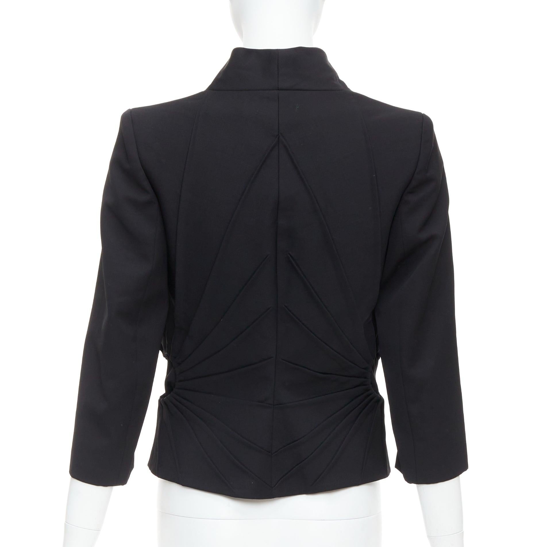 Women's ALEXANDER MCQUEEN 2003 black virgin wool contour pleated dart blazer IT38 XS For Sale