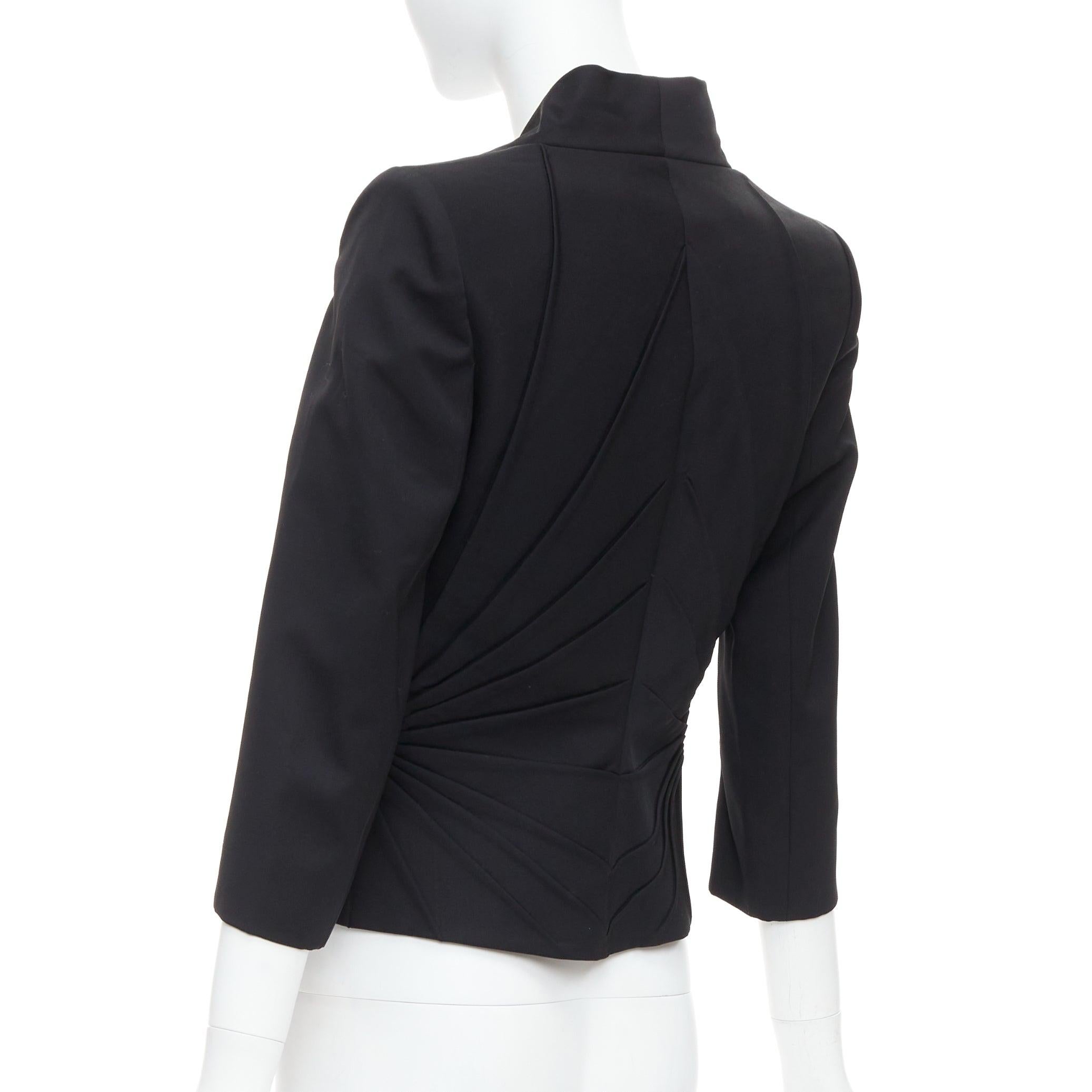 ALEXANDER MCQUEEN 2003 black virgin wool contour pleated dart blazer IT38 XS For Sale 1