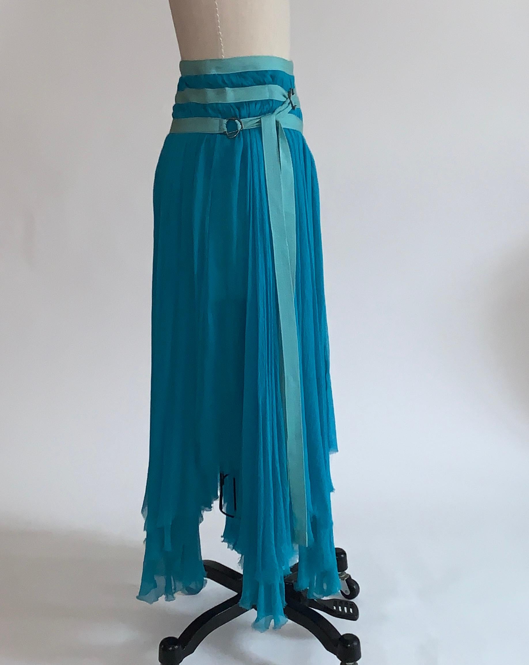 Alexander McQueen 2003 Flowing Blue Strap Skirt from Spring Irere Collection In Good Condition In San Francisco, CA
