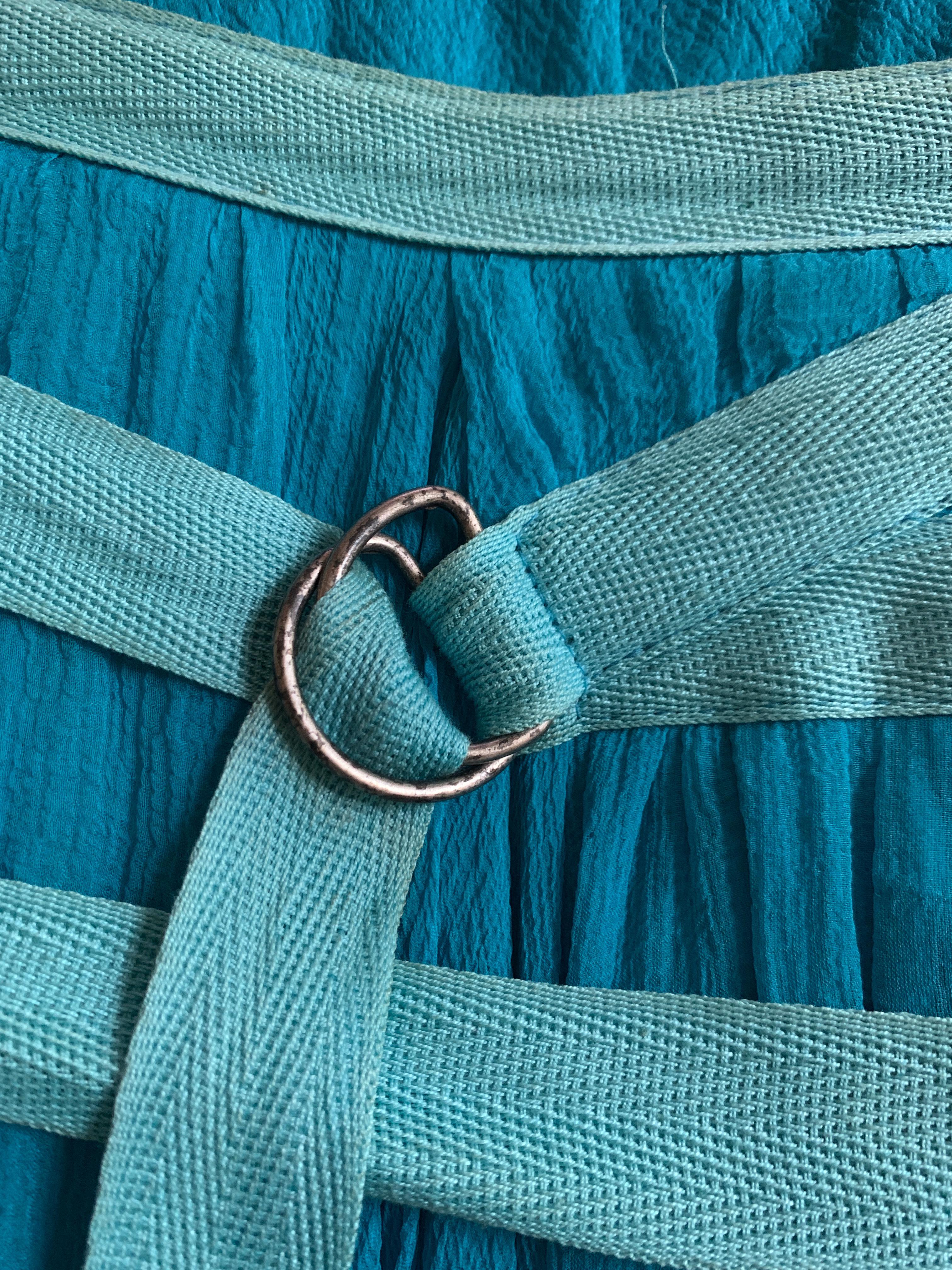 Alexander McQueen 2003 Flowing Blue Strap Skirt from Spring Irere Collection 3