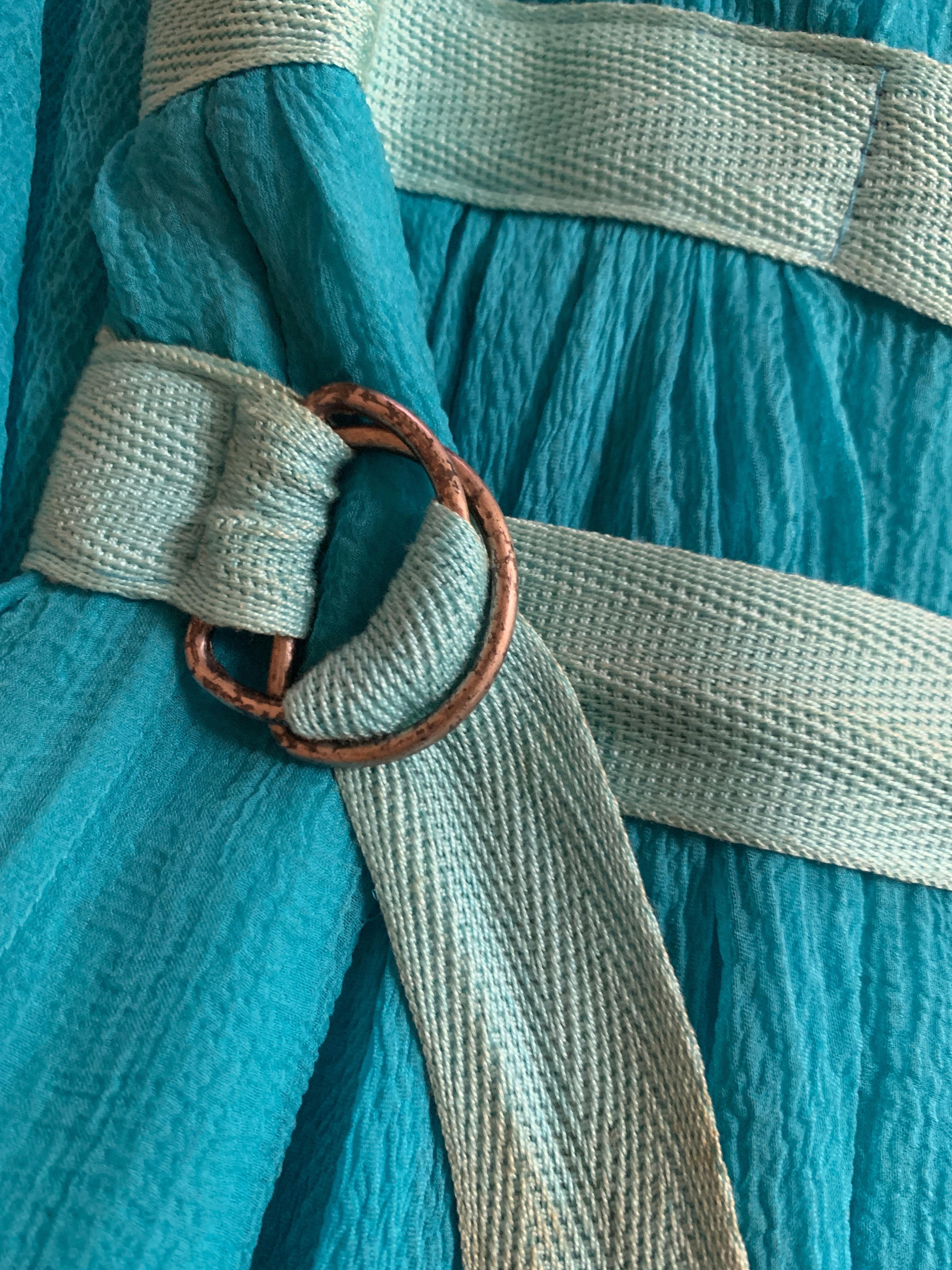 Alexander McQueen 2003 Flowing Blue Strap Skirt from Spring Irere Collection 4