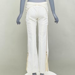 ALEXANDER MCQUEEN 2003 Vintage cream cotton blend zipper side flare pants IT40 S