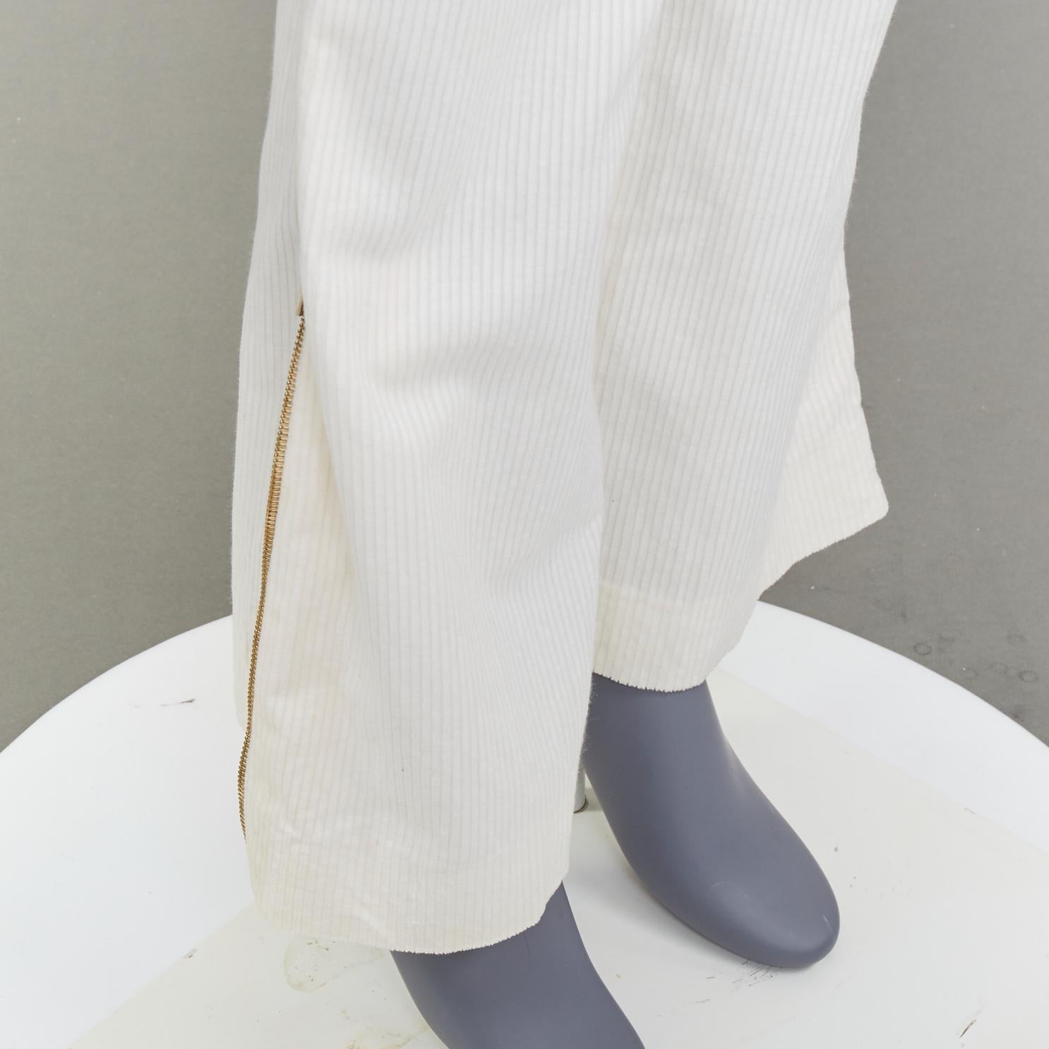 ALEXANDER MCQUEEN 2003 Pantalones acampanados con cremallera lateral en mezcla de algodón crema vintage IT40 S en venta 4