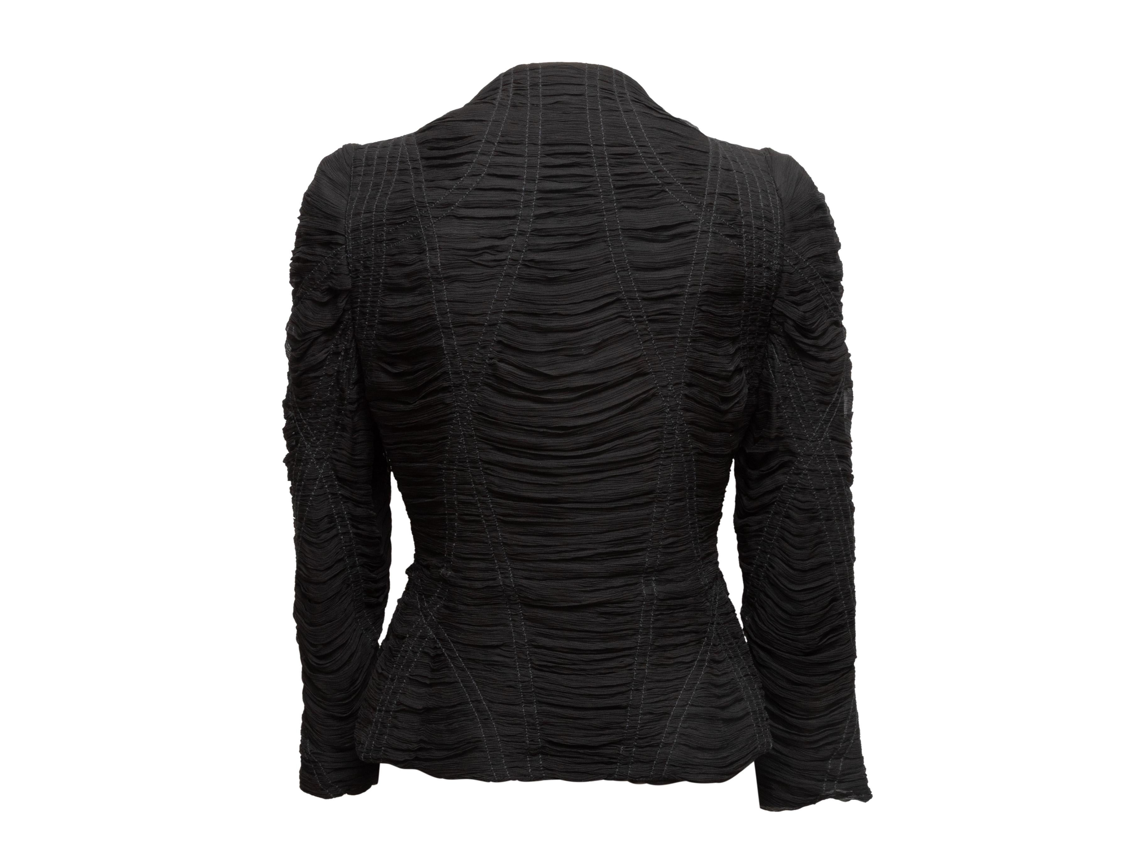 Alexander McQueen 2004 Black Ruched Silk Zip Jacket In Good Condition In New York, NY