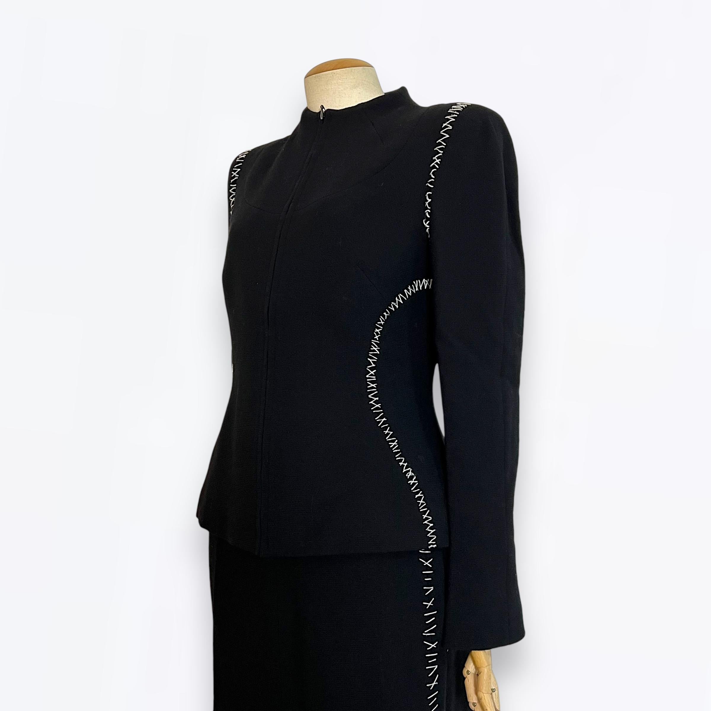 Women's Alexander Mcqueen 2004 black tailor stitches suit For Sale