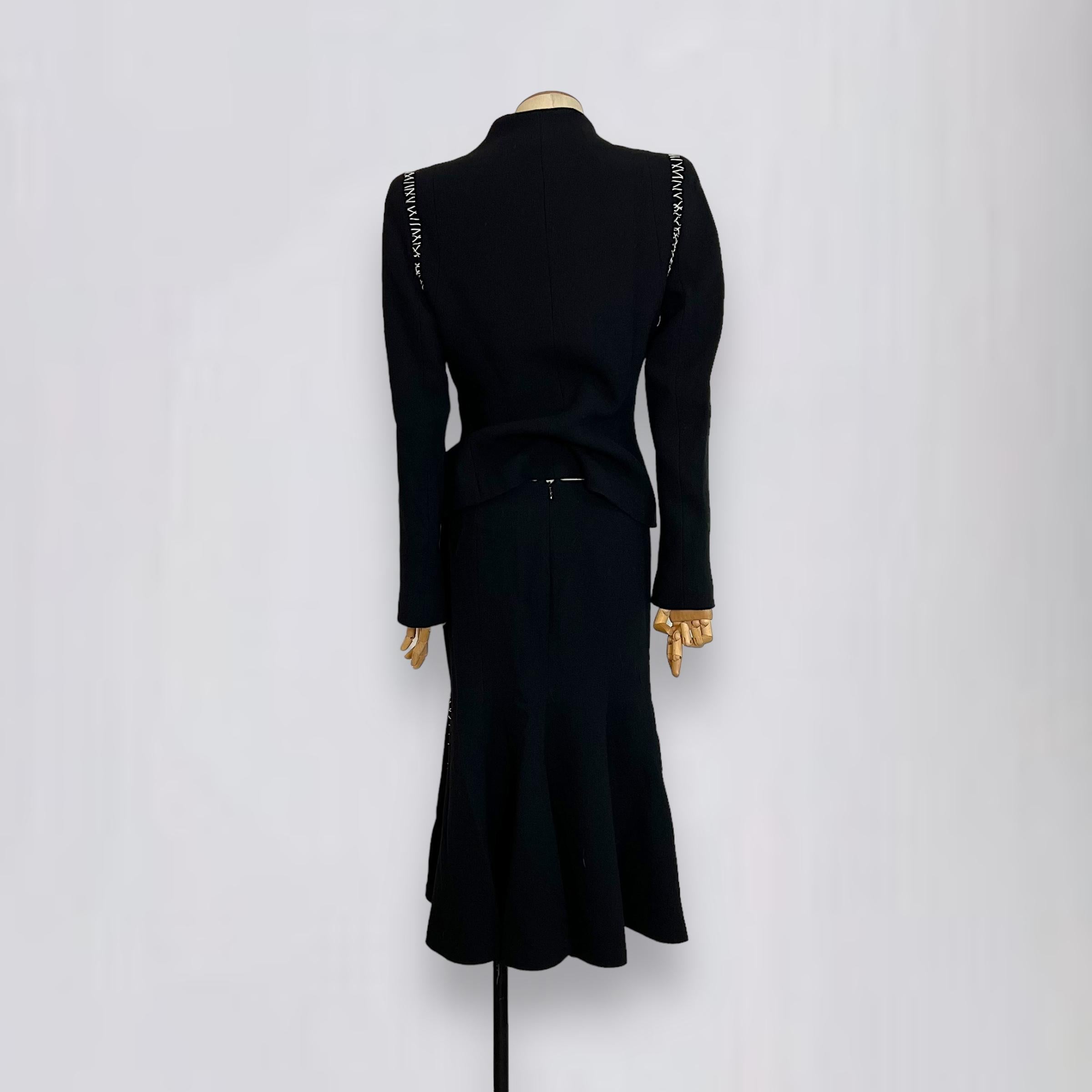 Alexander Mcqueen 2004 black tailor stitches suit For Sale 1