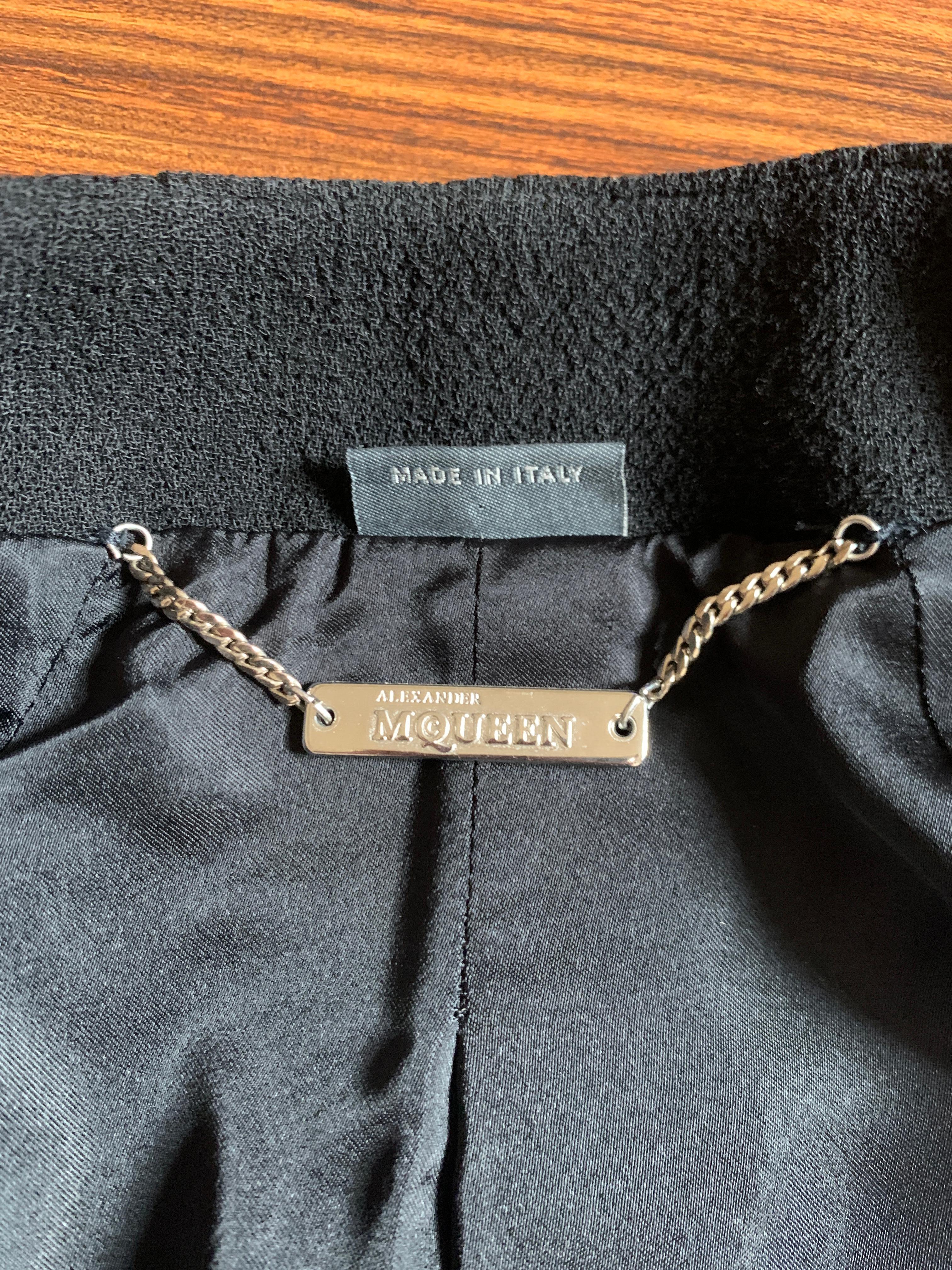 Alexander McQueen 2004 Black Tailored Jacket with White Stitch Detail 4