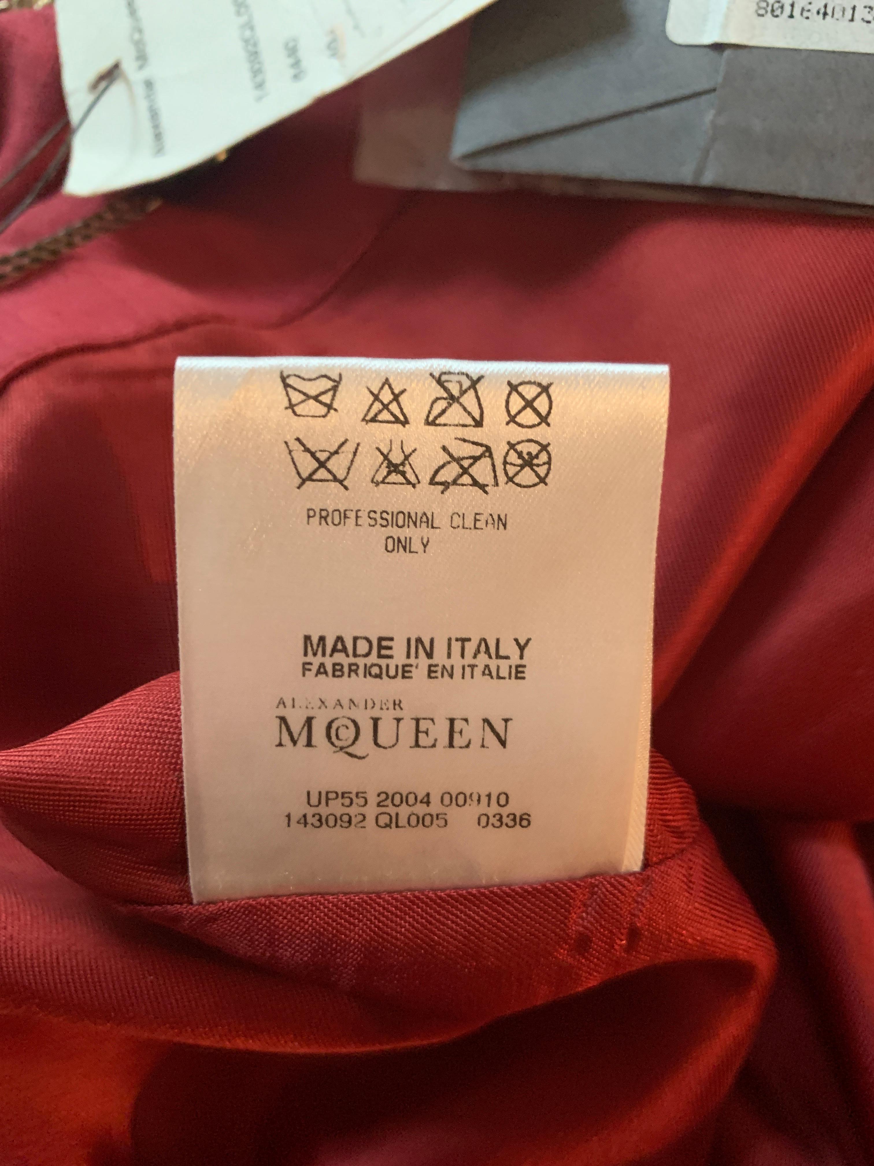 Alexander Mcqueen 2004 Gold Embellished Burgundy Red Pencil Skirt  For Sale 6