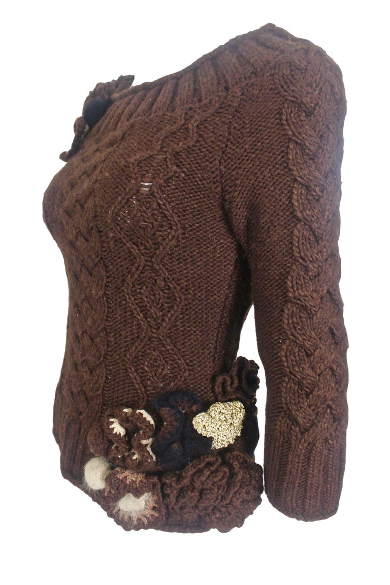 LOUIS VUITTON A/W 2005 Cream Alpaca Classic Heavy Knit Cardigan Sweater LTD  at 1stDibs