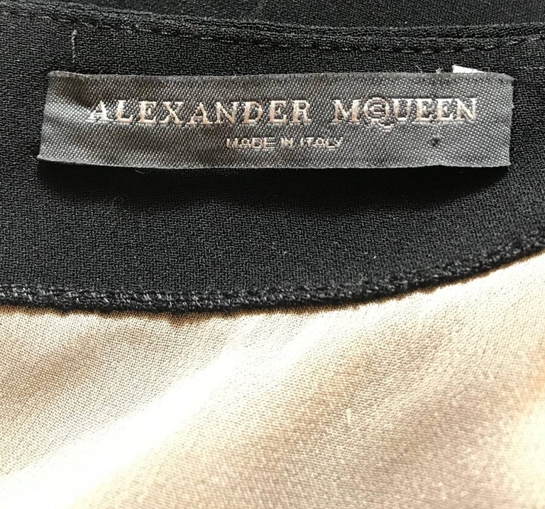Alexander McQueen 2005 Black Fern Feather Cut Out Dress at 1stDibs ...