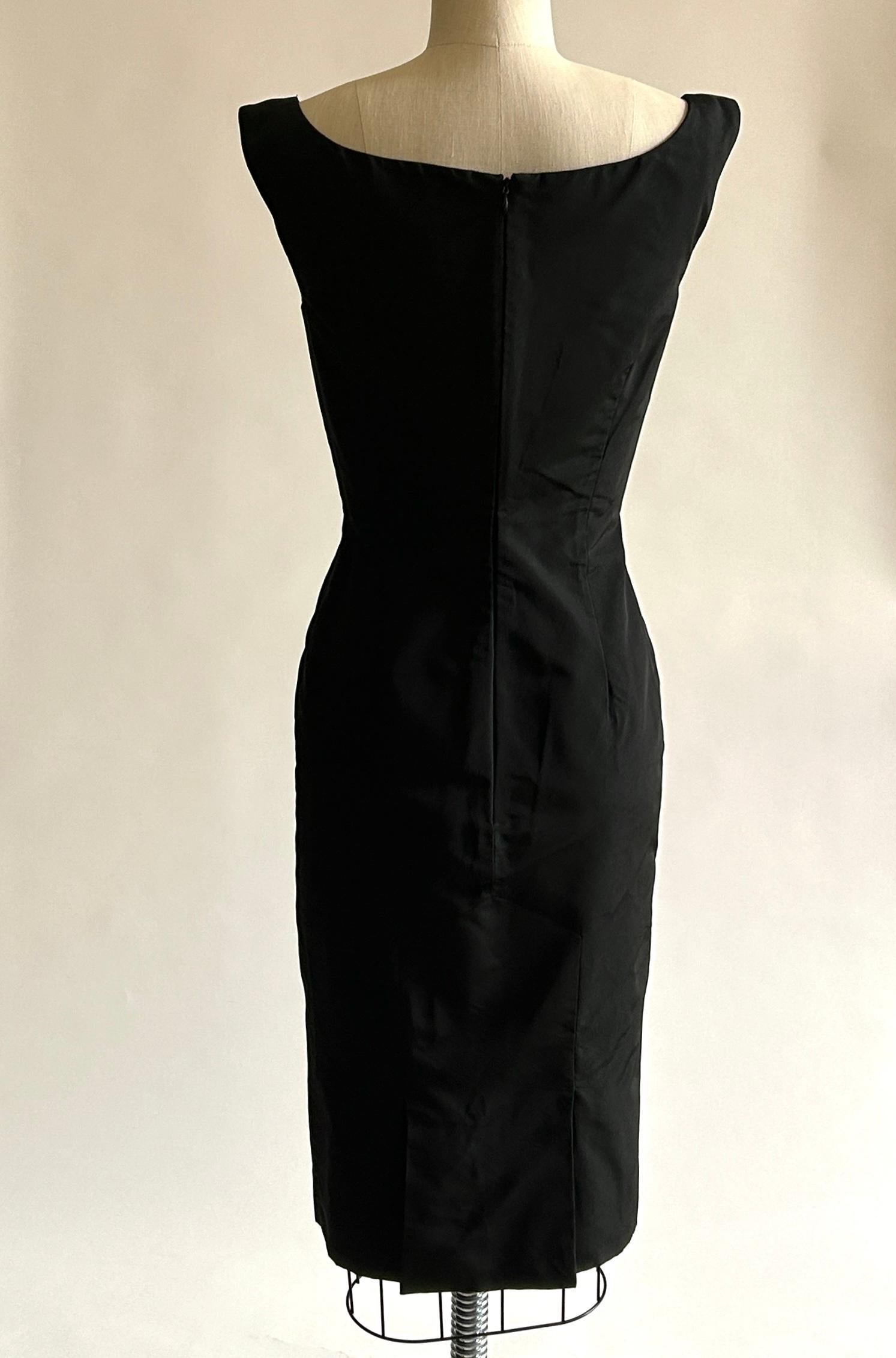 Alexander McQueen 2005 Black Silk Sleeveless Midi Cocktail Dress with Lace Trim 1