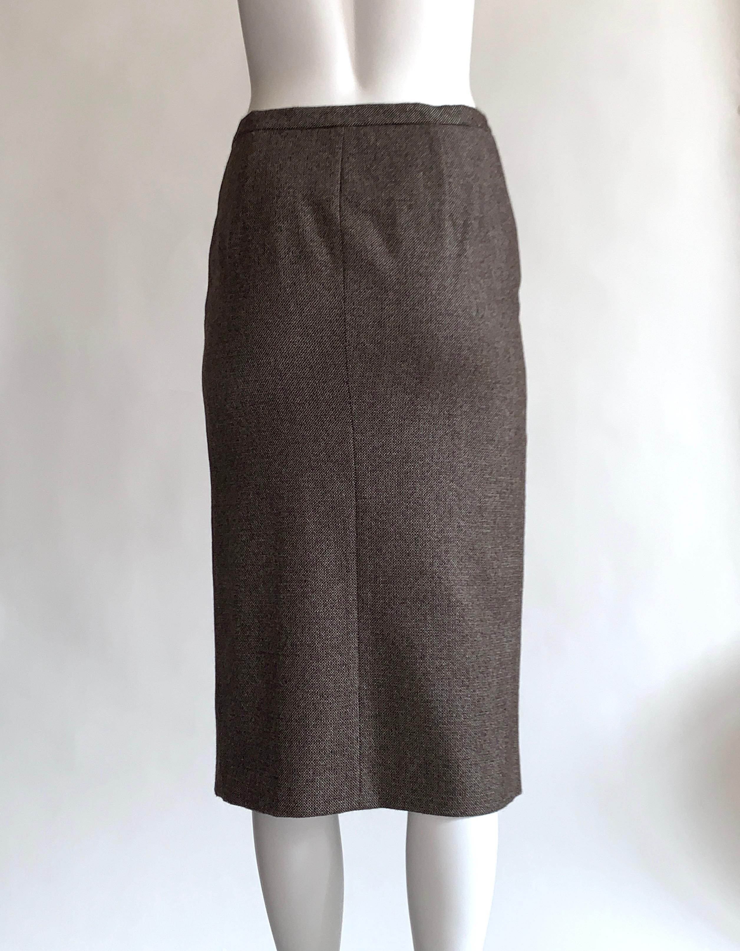 brown tweed pencil skirt