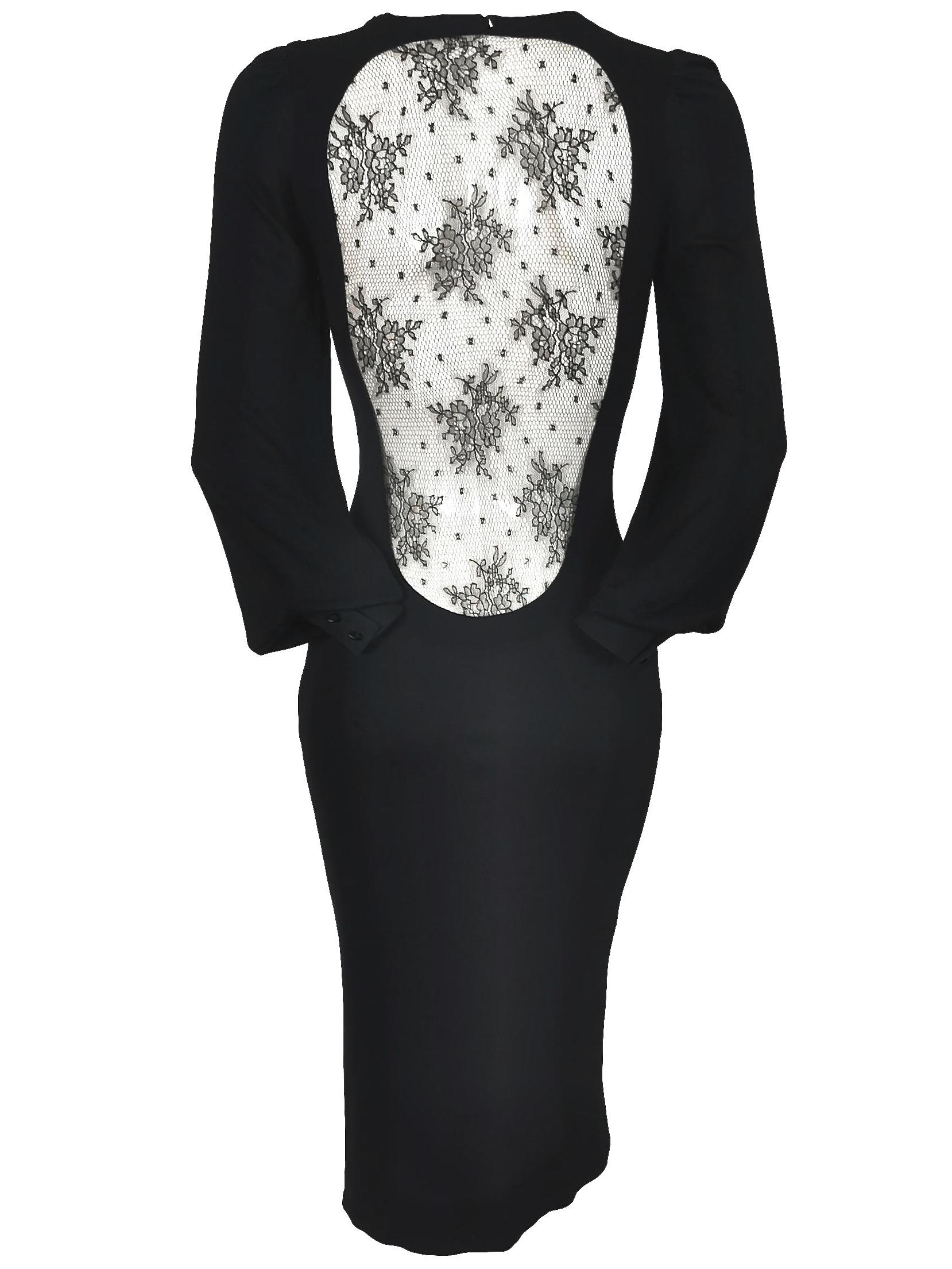 Black Alexander McQueen 2005 Lace Back Fitted Dress