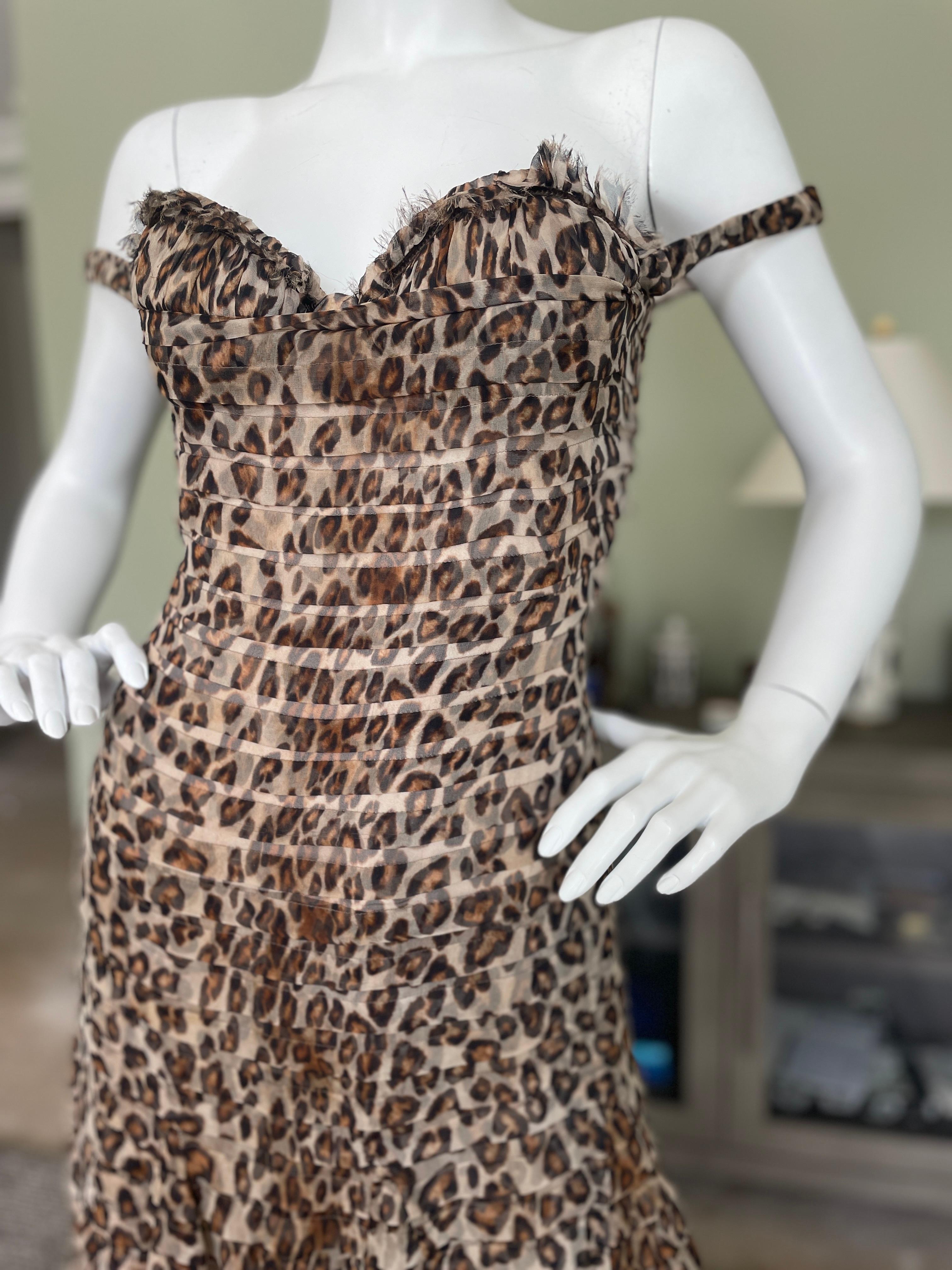 Gray Alexander McQueen 2005 Leopard Print Cocktail Dress with Inner Corset For Sale