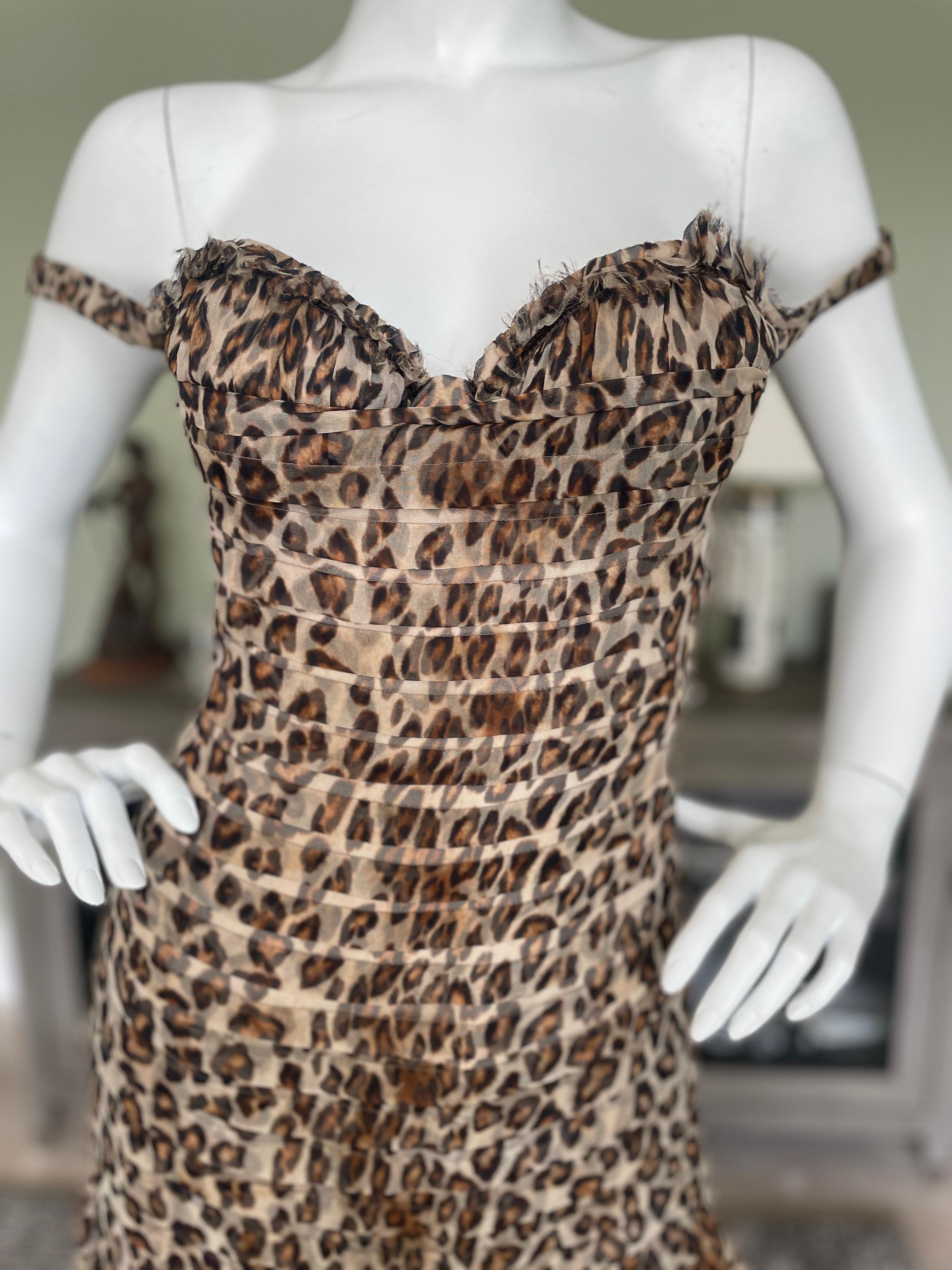 Alexander McQueen 2005 Leopard Print Cocktail Dress with Inner Corset In Excellent Condition For Sale In Cloverdale, CA