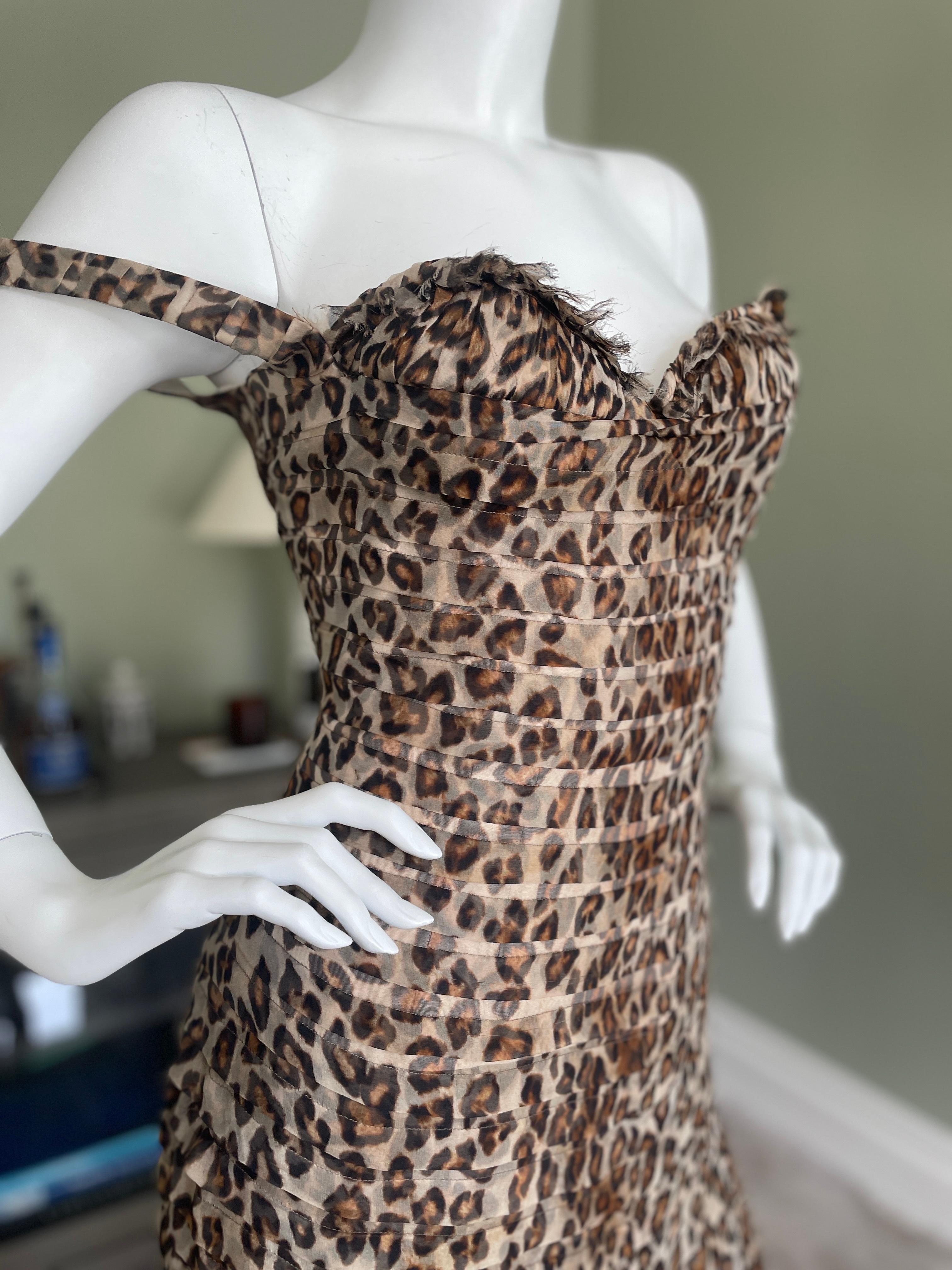 Women's Alexander McQueen 2005 Leopard Print Cocktail Dress with Inner Corset For Sale
