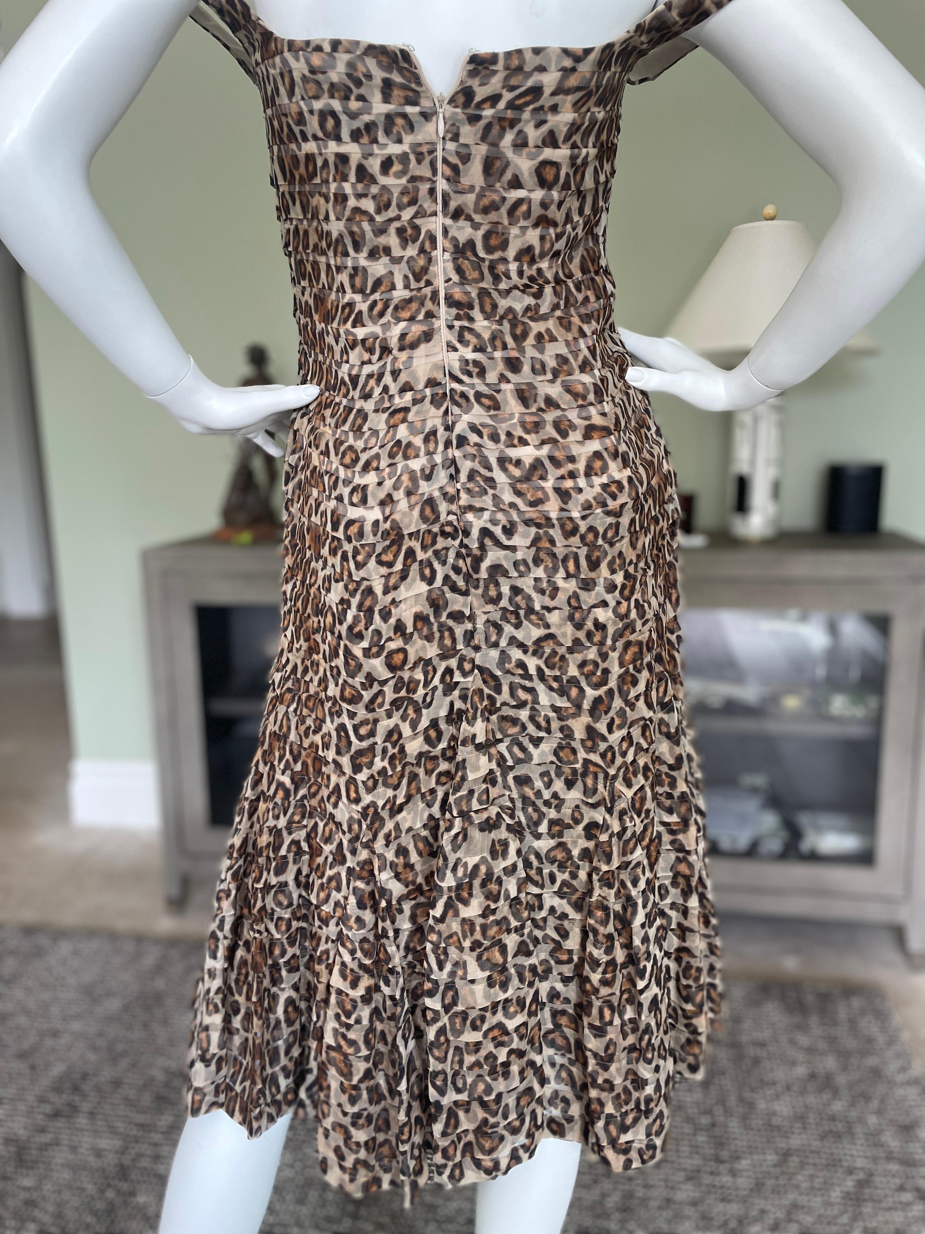 Alexander McQueen 2005 Leopard Print Cocktail Dress with Inner Corset For Sale 2
