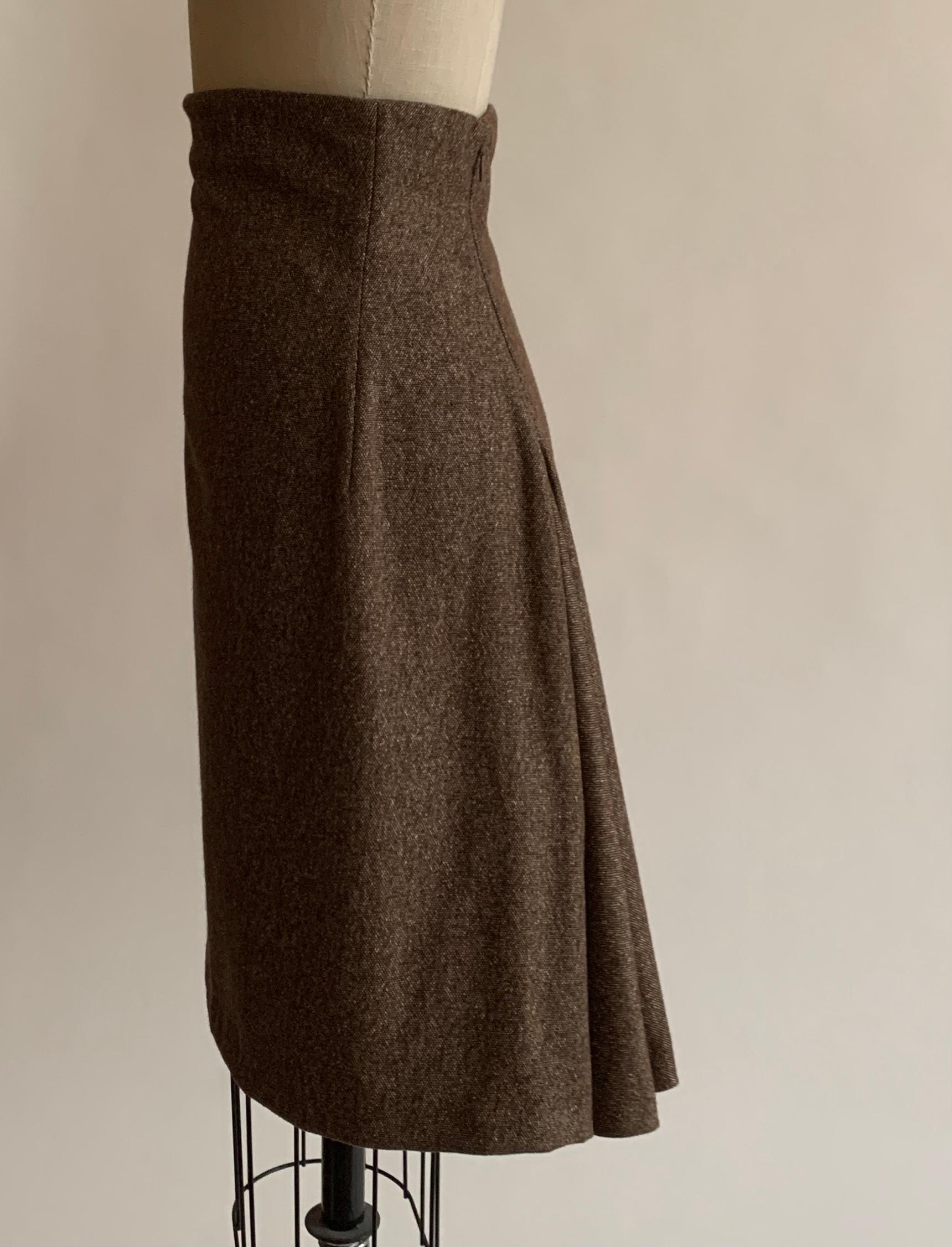 Beige Alexander McQueen 2006 Brown & Tan Tweed High Waisted Draped Back Pencil Skirt
