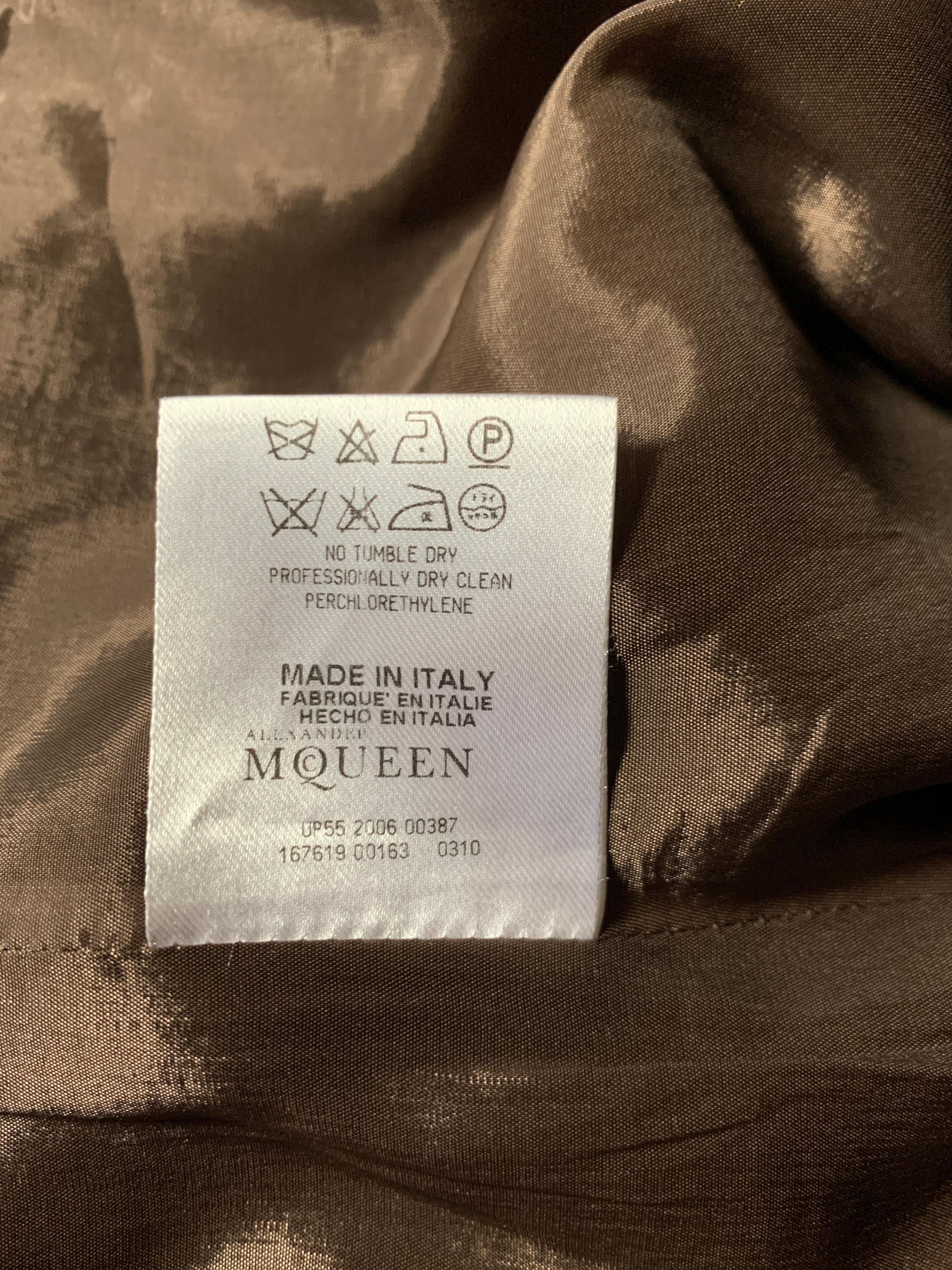 Alexander McQueen 2006 Brown & Tan Tweed High Waisted Draped Back Pencil Skirt 2