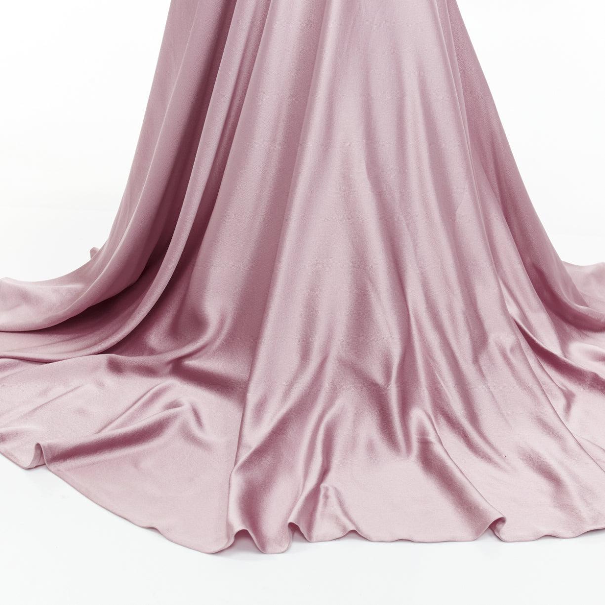 ALEXANDER MCQUEEN 2006 lilac black lace one shoulder bias gown dress IT40 S For Sale 5
