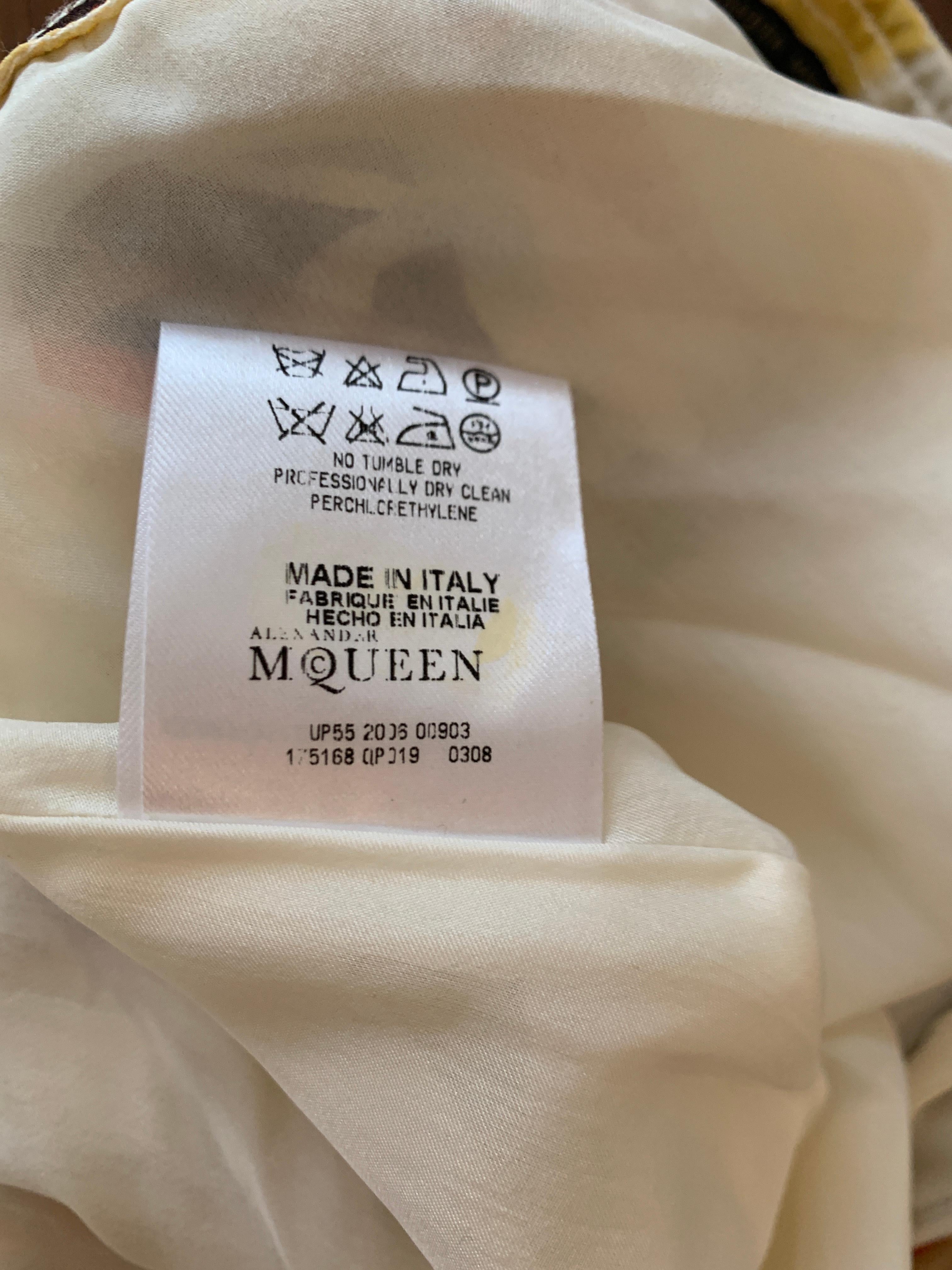Alexander McQueen 2006 Silk Cream Butterfly Moth Print Bubble Skirt Side Pockets 1