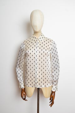 Alexander McQueen 2006 White & Black Silk Skull Pattern Shirt