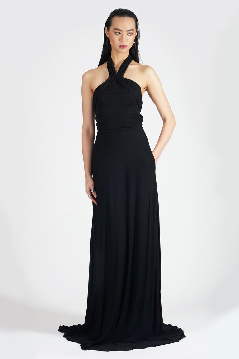 Alexander McQueen 2007 Black Halter Neck Maxi Dress at 1stDibs