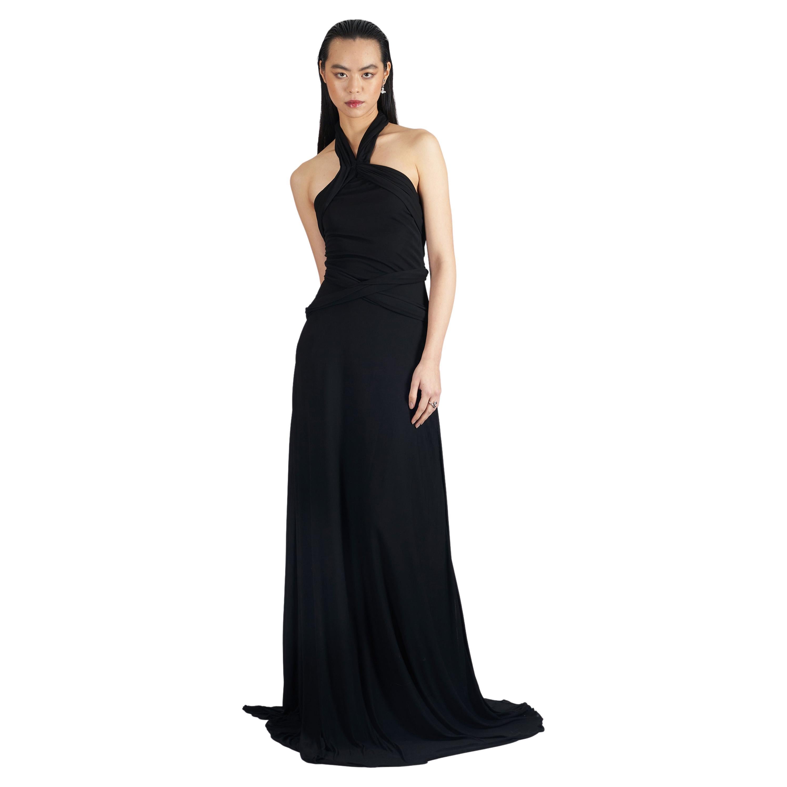 Alexander McQueen 2007 Black Halter Neck Maxi Dress For Sale