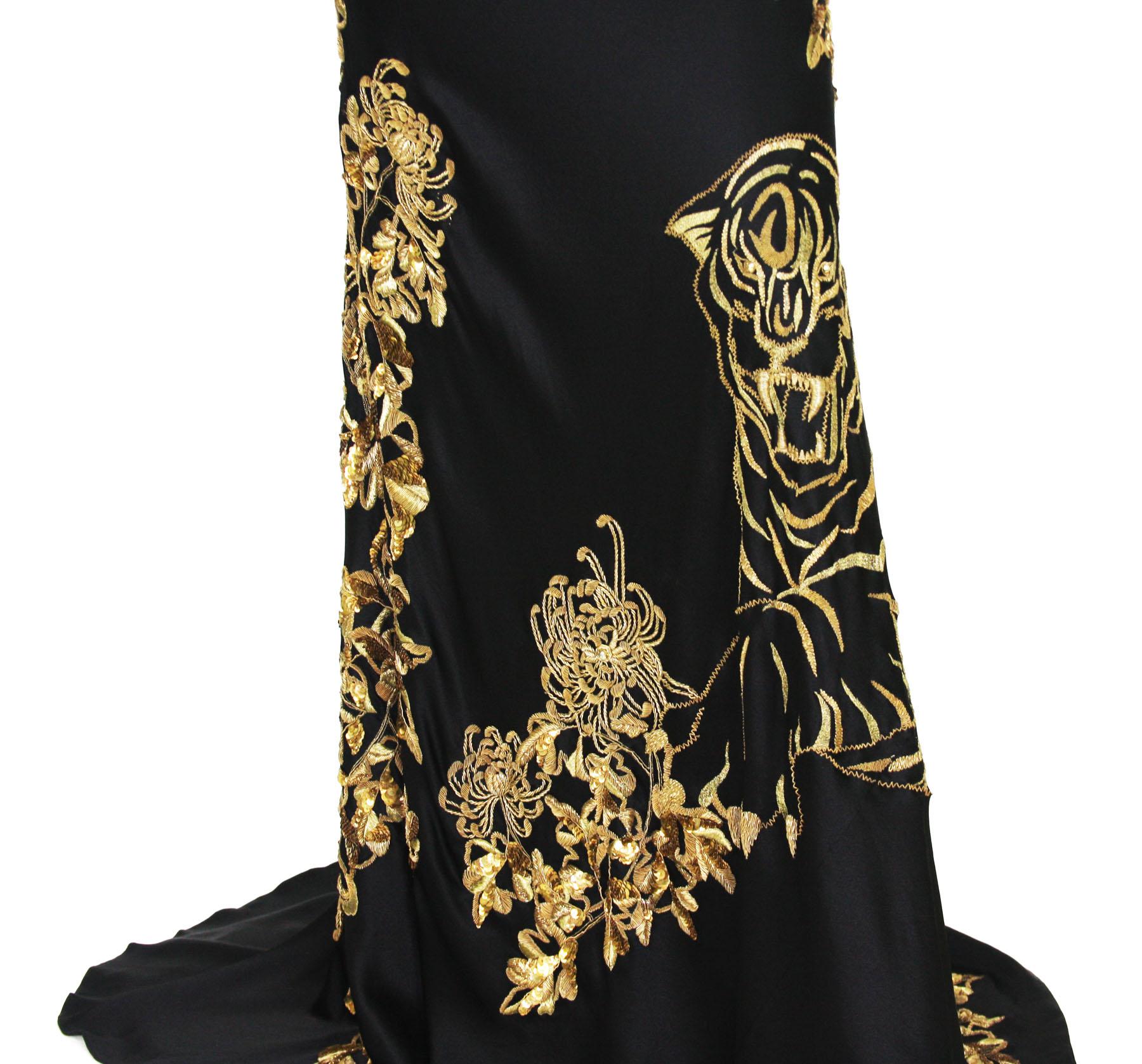 alexander mcqueen black and gold dress