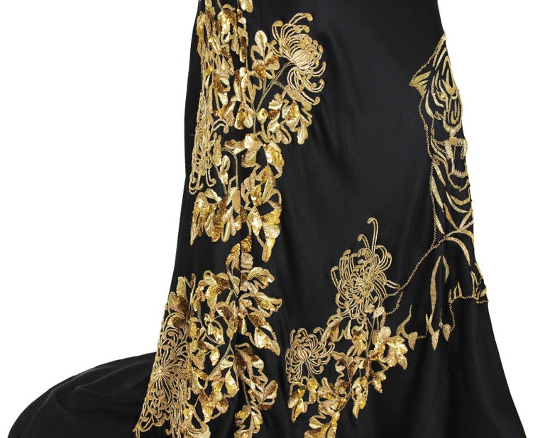 Alexander McQueen 2007 Gold Embroidered Tiger Dress 42 as seen on MARY  STUART TV