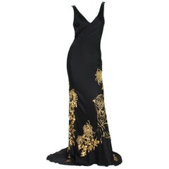 Alexander McQueen 2007 Gold Embroidered Tiger Dress 42 as seen on MARY STUART TV