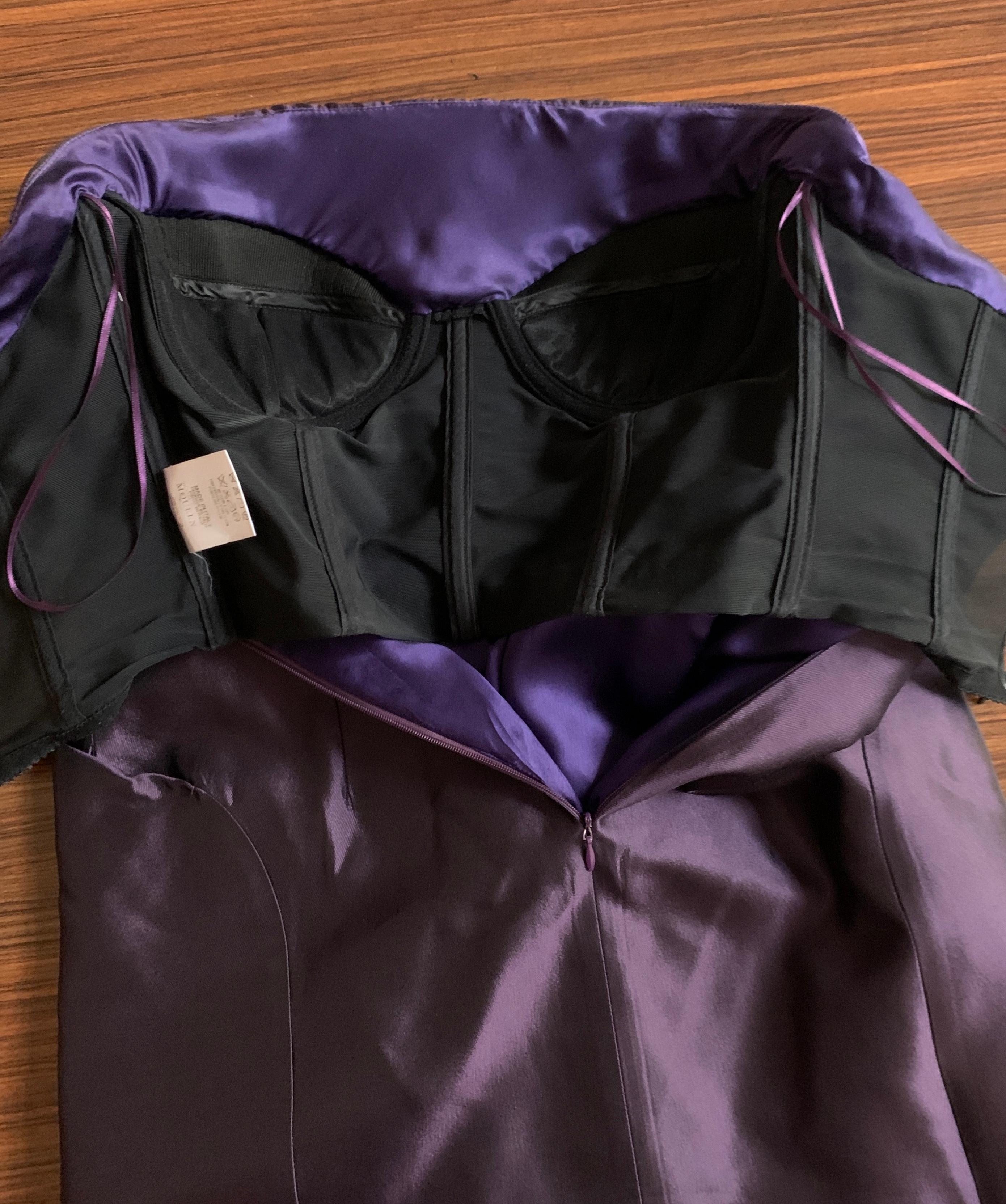 Alexander McQueen 2007 Purple Silk Sculptural Hip Pocket Detail Strapless Dress  In Excellent Condition In San Francisco, CA