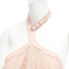 Alexander McQueen 2007 Top in pizzo e pelle a cascata con volant IT38 XS