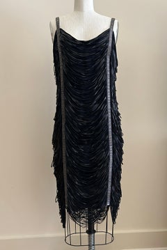 Alexander McQueen 2008 Beaded Leather Fringe Cocktail Dress