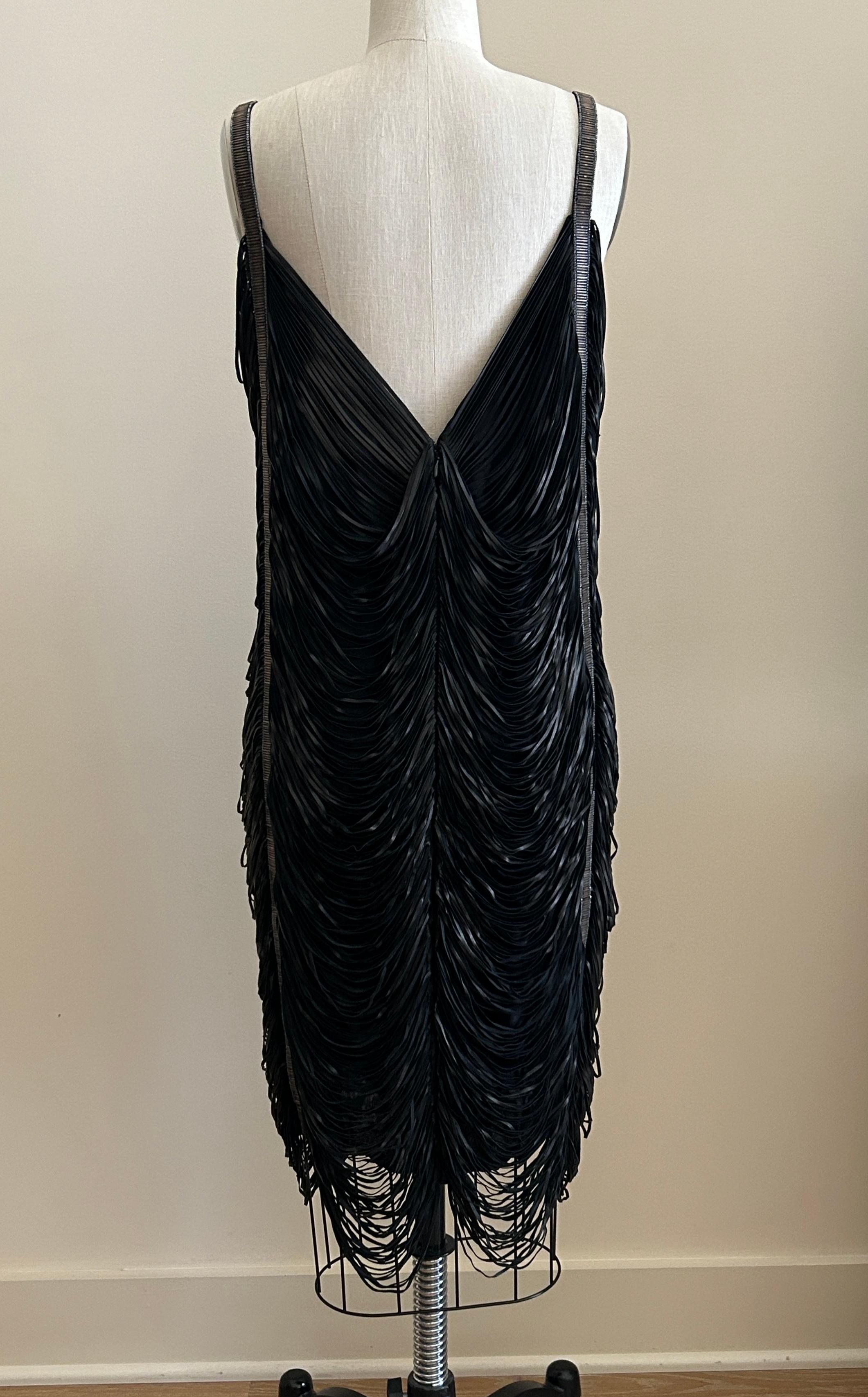 Alexander McQueen 2008 Beaded Leather Fringe Cocktail Dress In Good Condition For Sale In San Francisco, CA