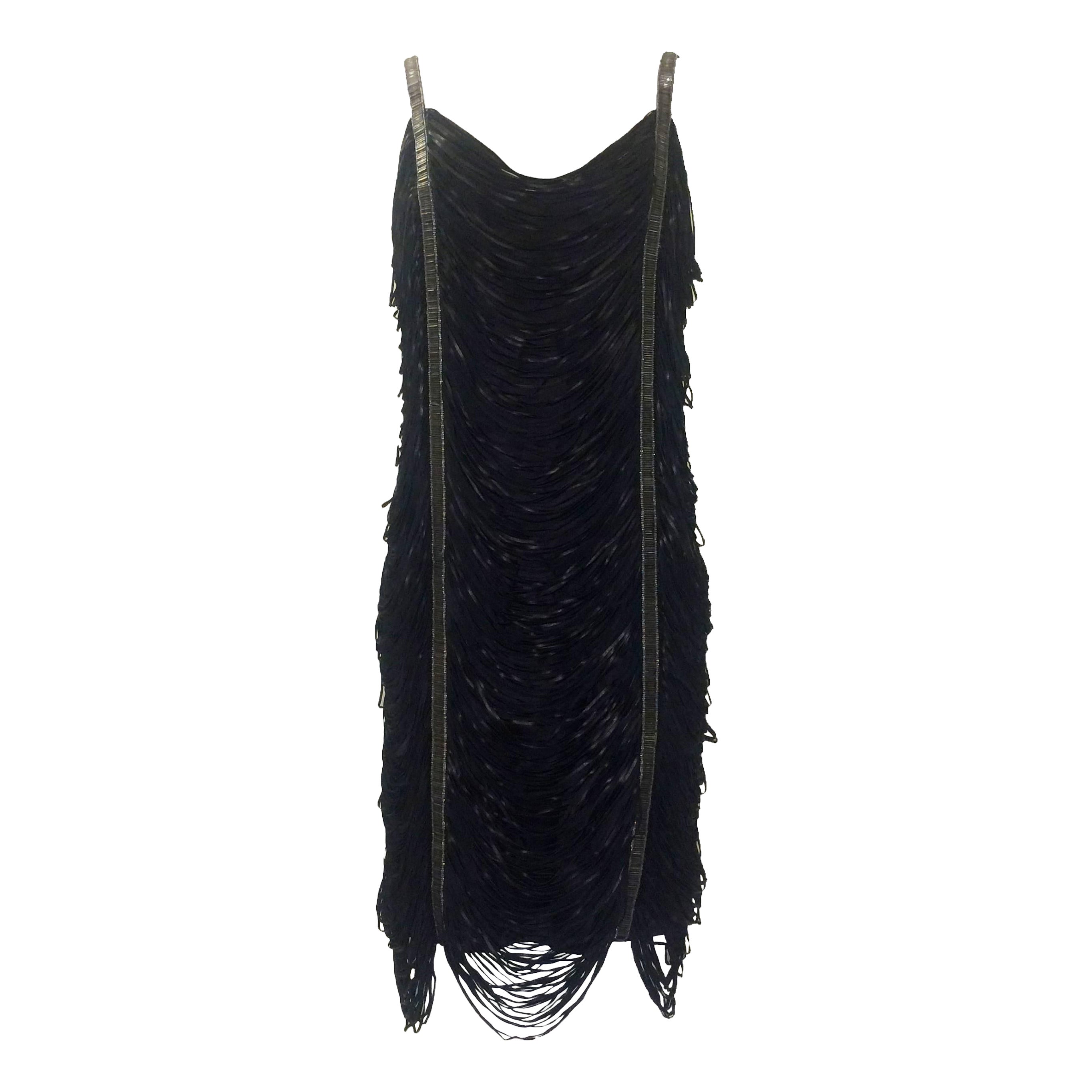 Alexander McQueen 2008 – Cocktailkleid aus Leder mit Perlenstickerei und Fransen