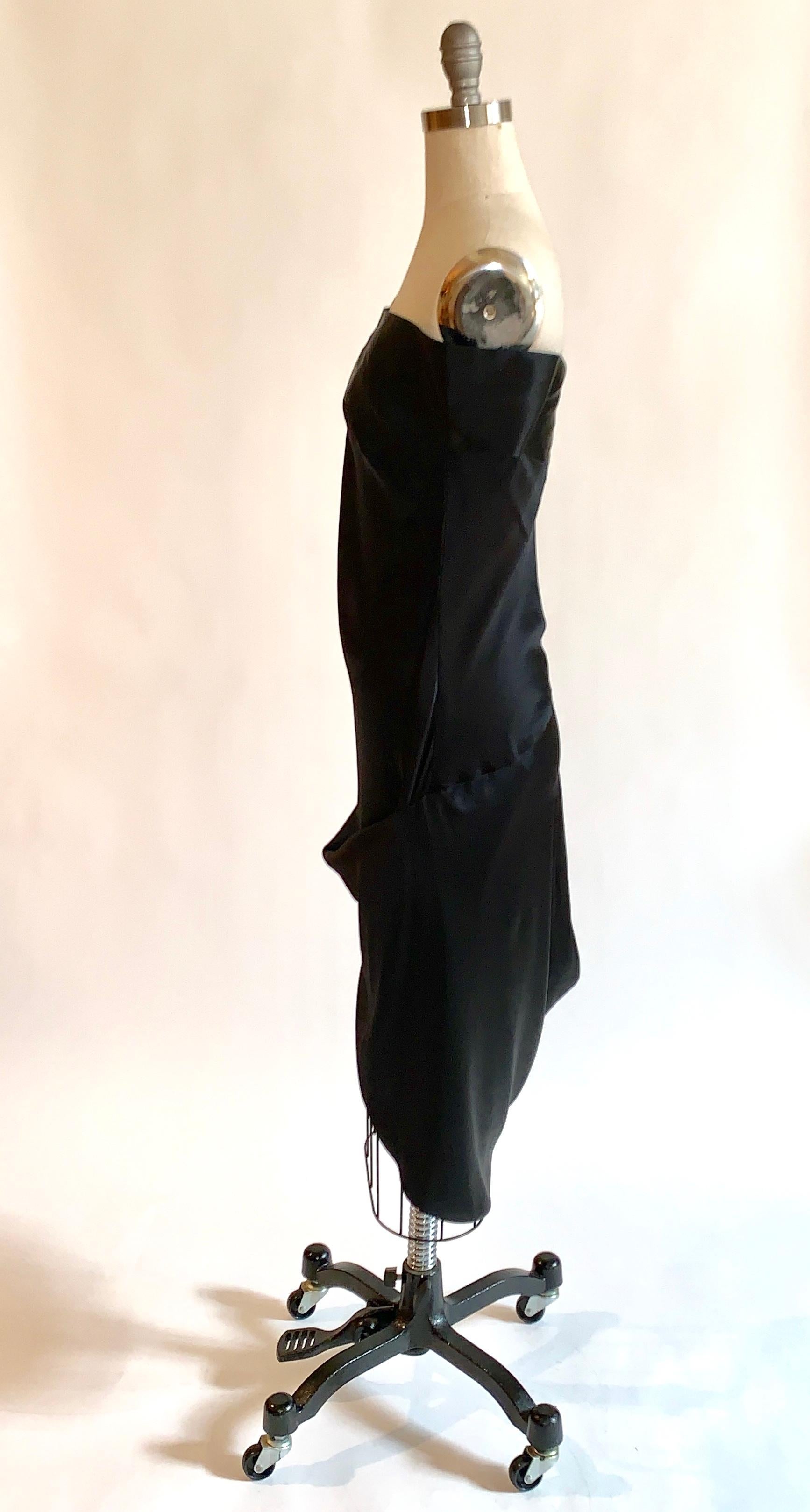 Alexander McQueen 2008 Black and Nude Silk Asymmetrical Drape Dress  In Excellent Condition In San Francisco, CA