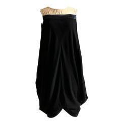Alexander McQueen 2008 Black Draped  Bubble Hem Dress with Nude Top