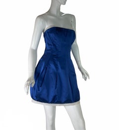 Alexander McQueen 2008 Collection Silk Blue Corset Mini Pleated Dress It 40