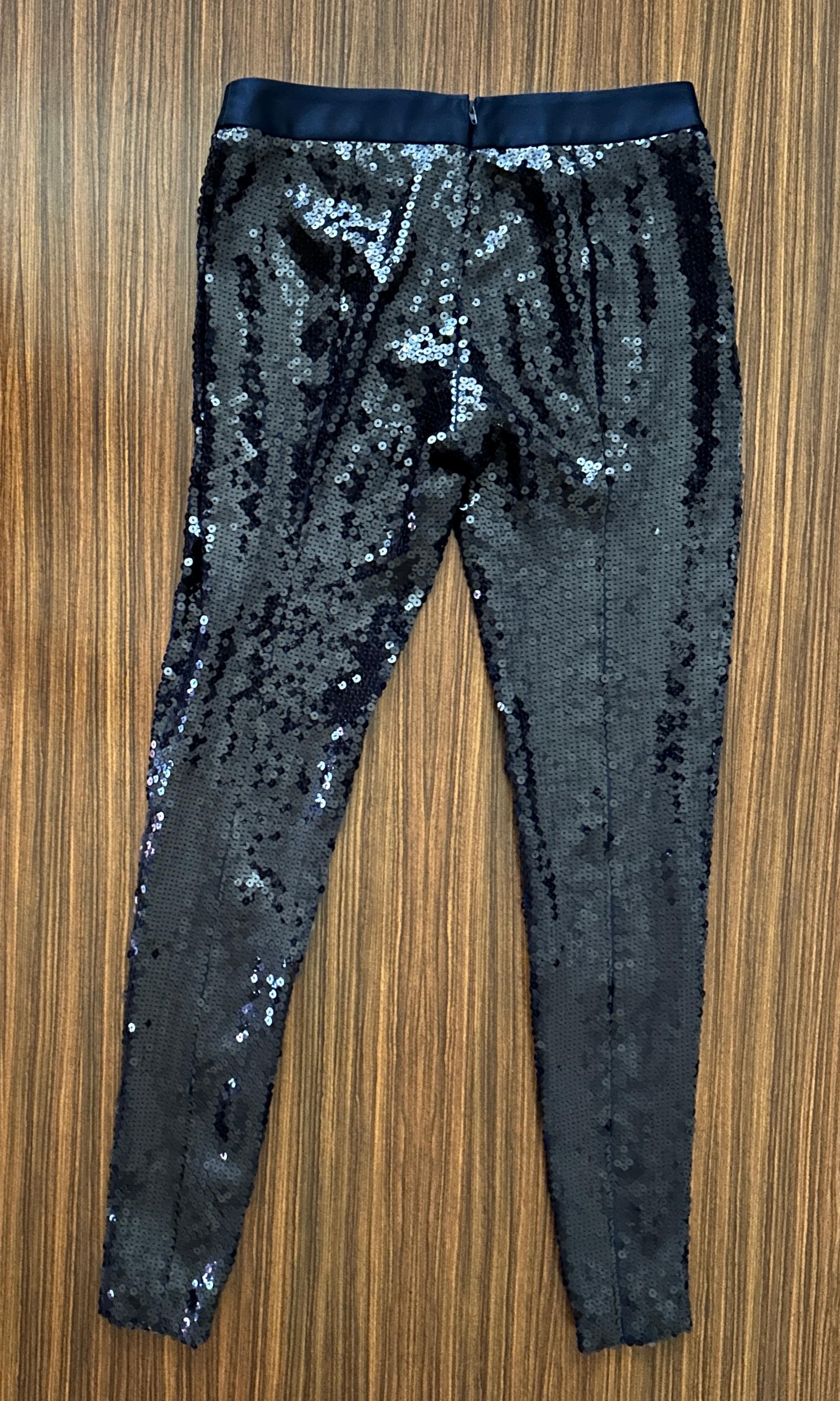 Women's Alexander McQueen 2008 Navy Blue Sequin Leggings Pants For Sale