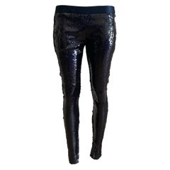Alexander McQueen 2008 Navy Blue Sequin Leggings Pants