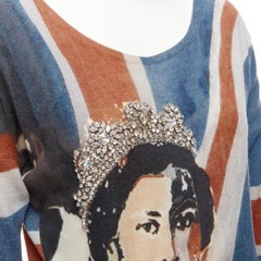 ALEXANDER MCQUEEN 2008 Queen Elizabeth Britannia crystal crown sweater