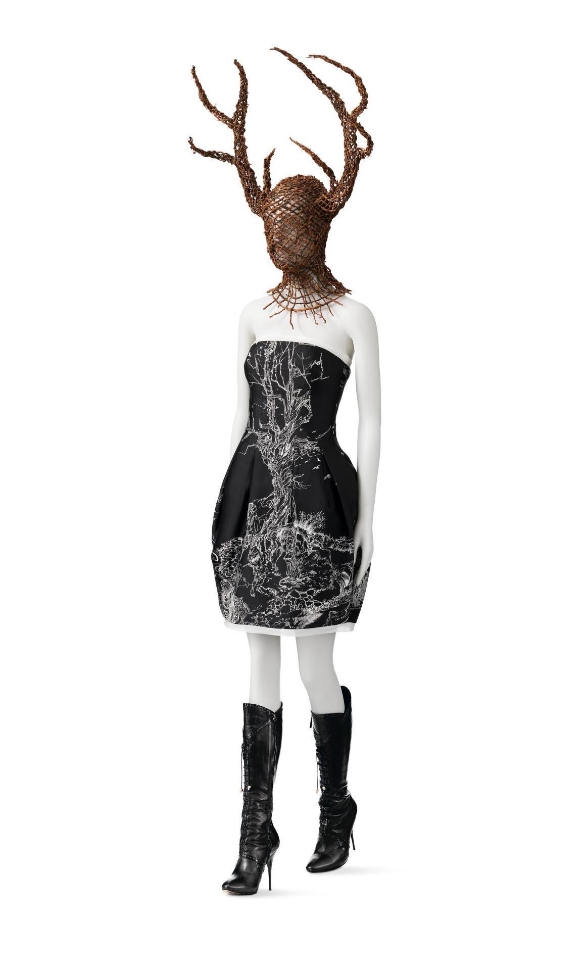 Black Alexander McQueen 2008 “The Girl Who Lived in the Tree” Dress Italian 42