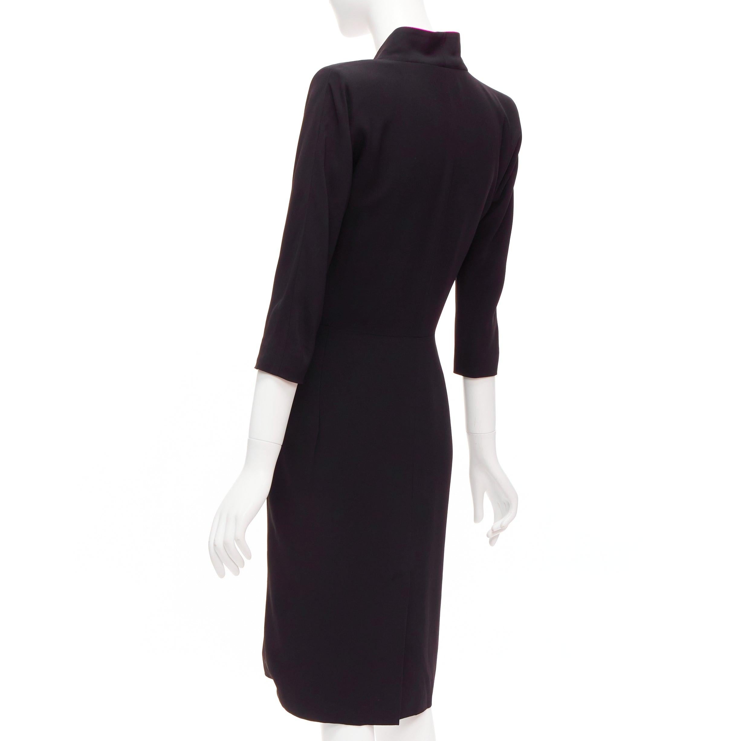 ALEXANDER MCQUEEN 2008 Vintage black pink lined collar curved pocket dress IT40 For Sale 1