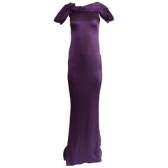 Alexander McQueen 2008 Violet Purple Silk Backless Gown